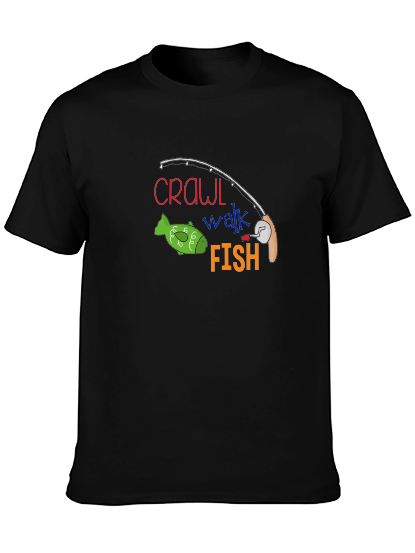 Black Crawl Walk Fish T-Shirt view 3