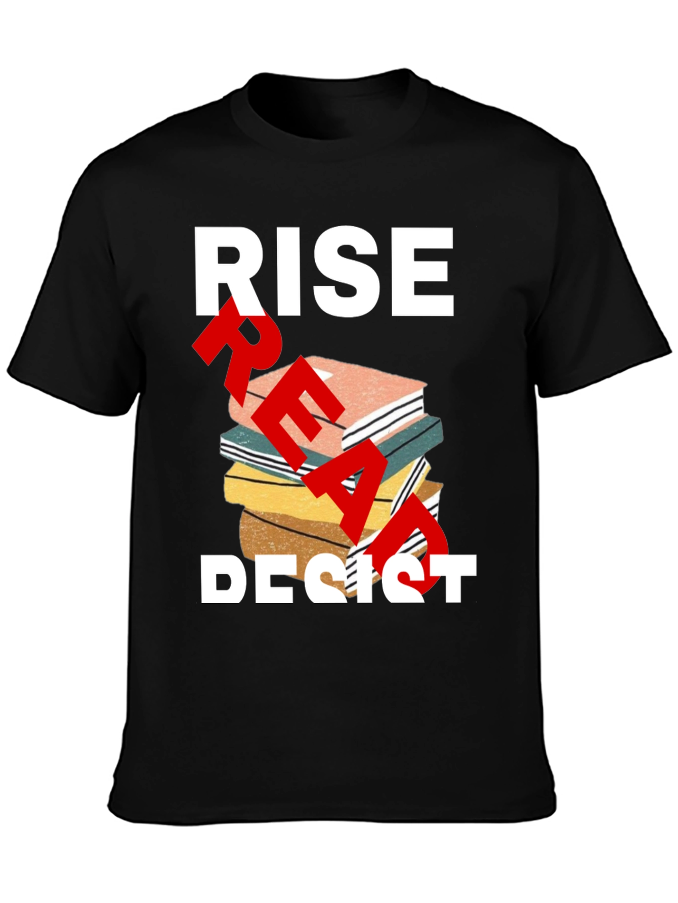 Black Rise Read Resist T-Shirt - Empowering Statement Tee view 3