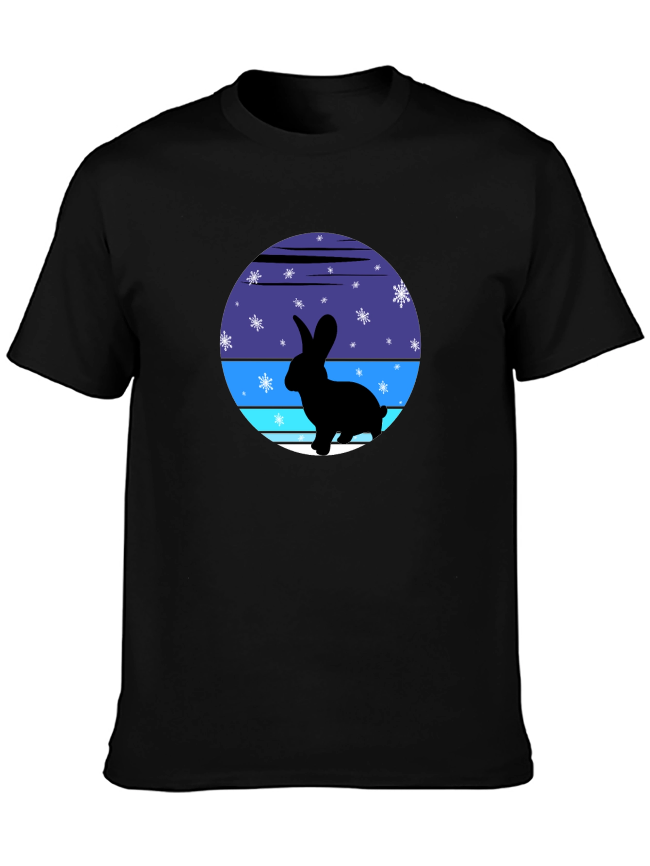 Black Winter Rabbit Graphic Tee - Soft Cotton Blend view 3