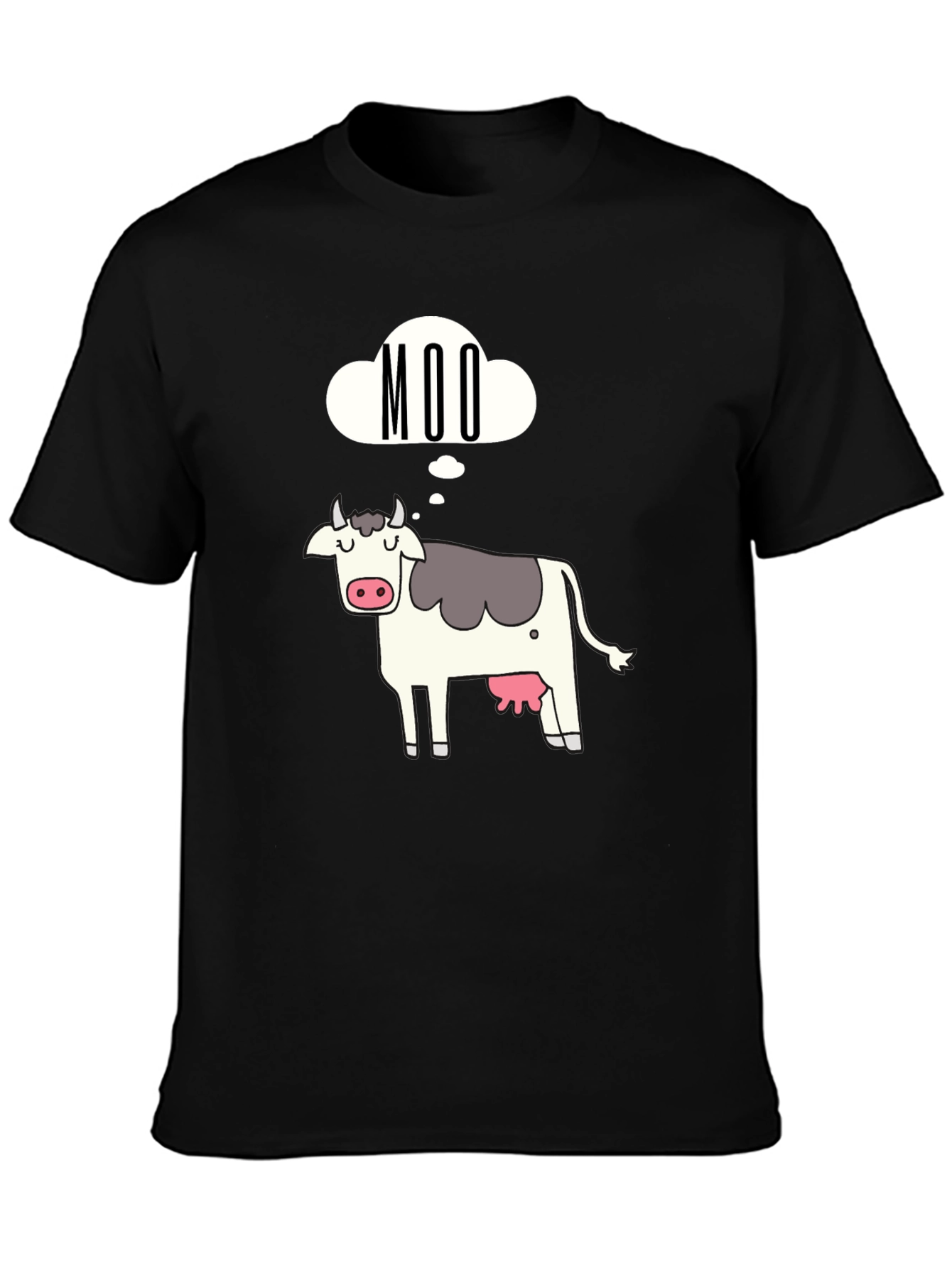 Black Moo Cow Graphic Tee - Black Cotton T-Shirt view 3