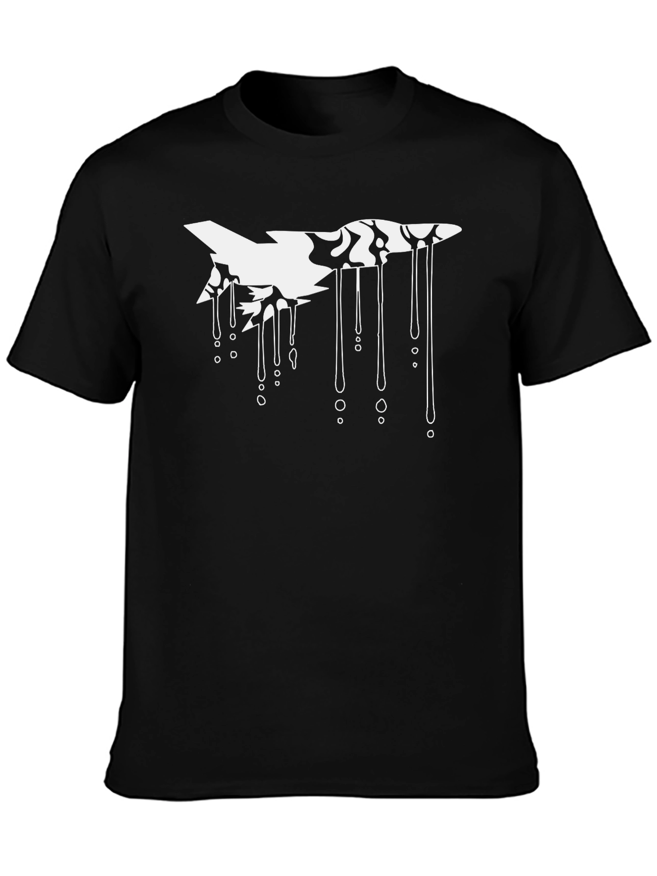 Black Abstract Fighter Jet Graphic Tee - Black Cotton Blend view 3