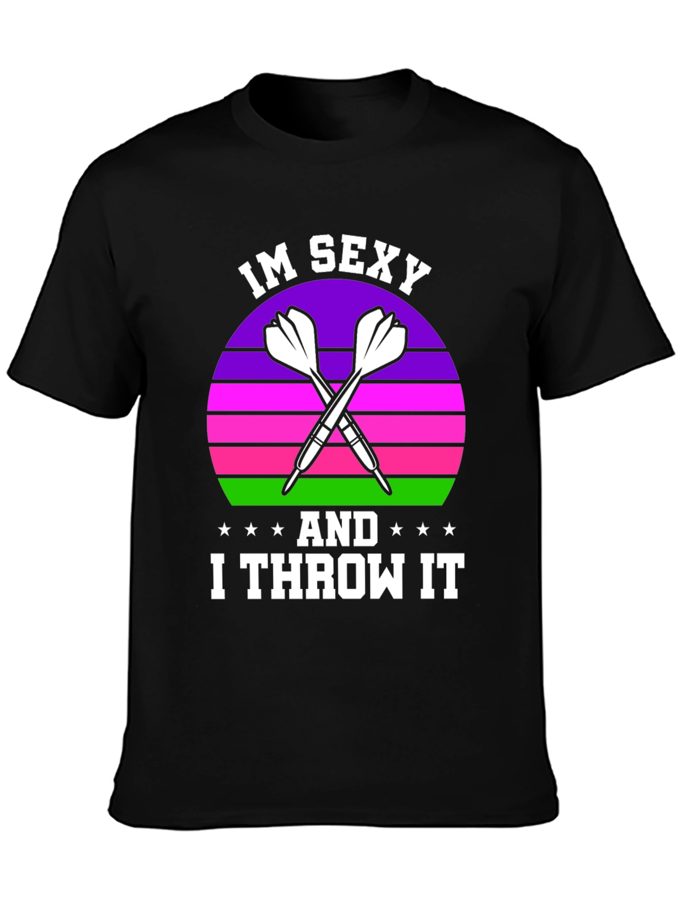 Black Funny Darts T-Shirt - I'm Sexy And I Throw It view 3