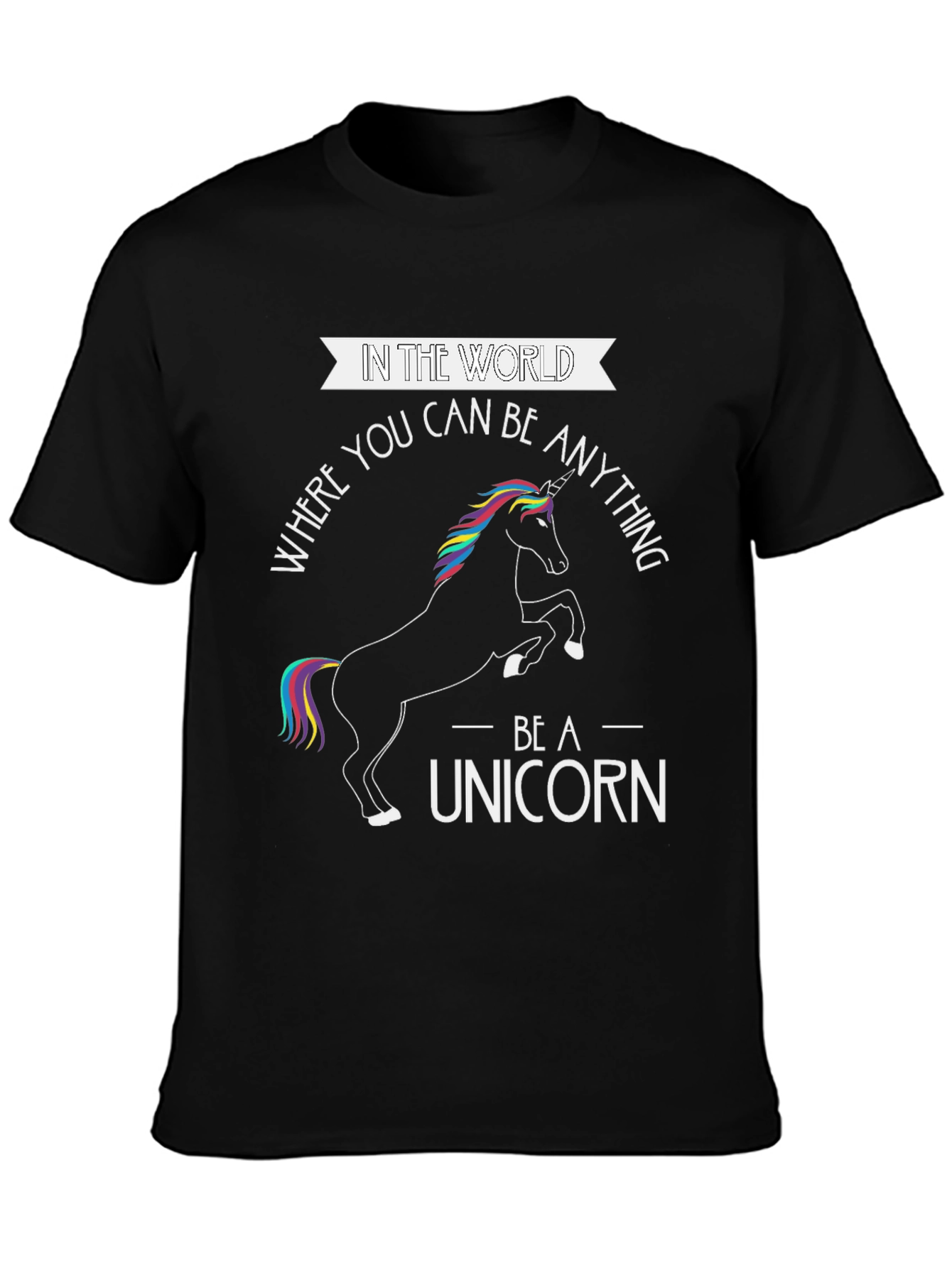 Black Be A Unicorn T-Shirt - Black Cotton Tee view 3