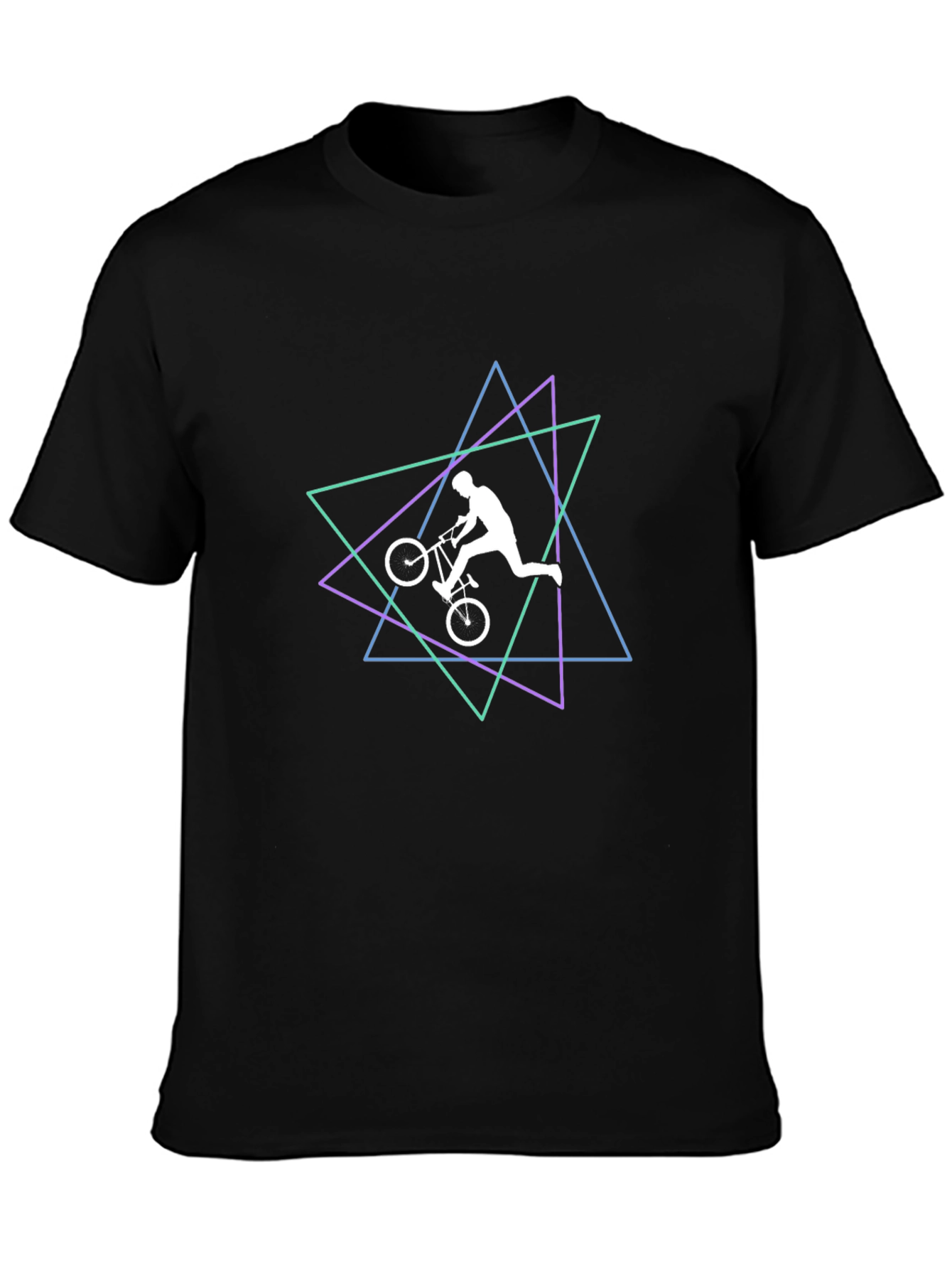 Black Retro Rider Graphic Tee - Black Cotton Blend T-Shirt view 3