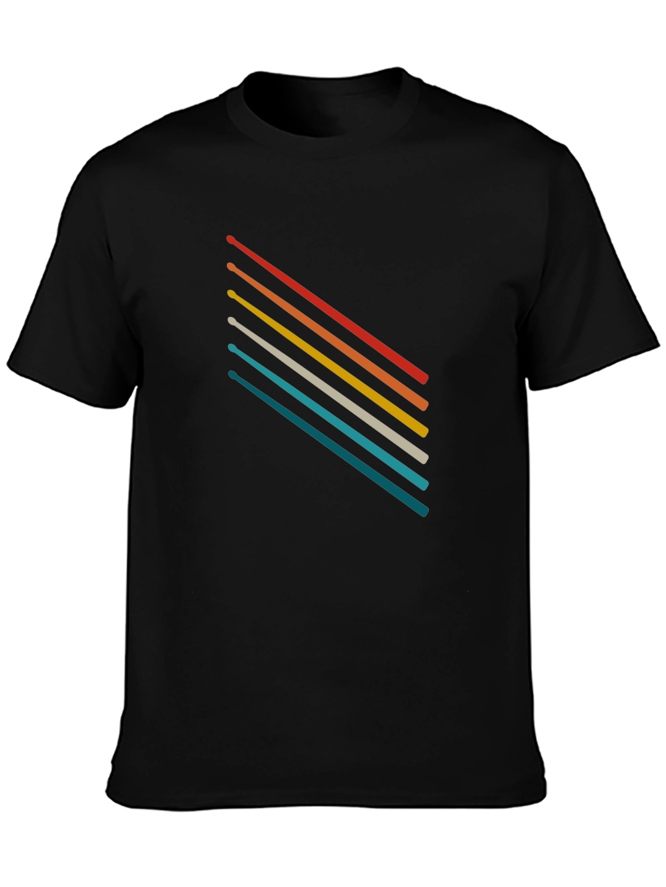 Black Retro Stripe Graphic Tee - Soft Cotton Blend T-Shirt view 3