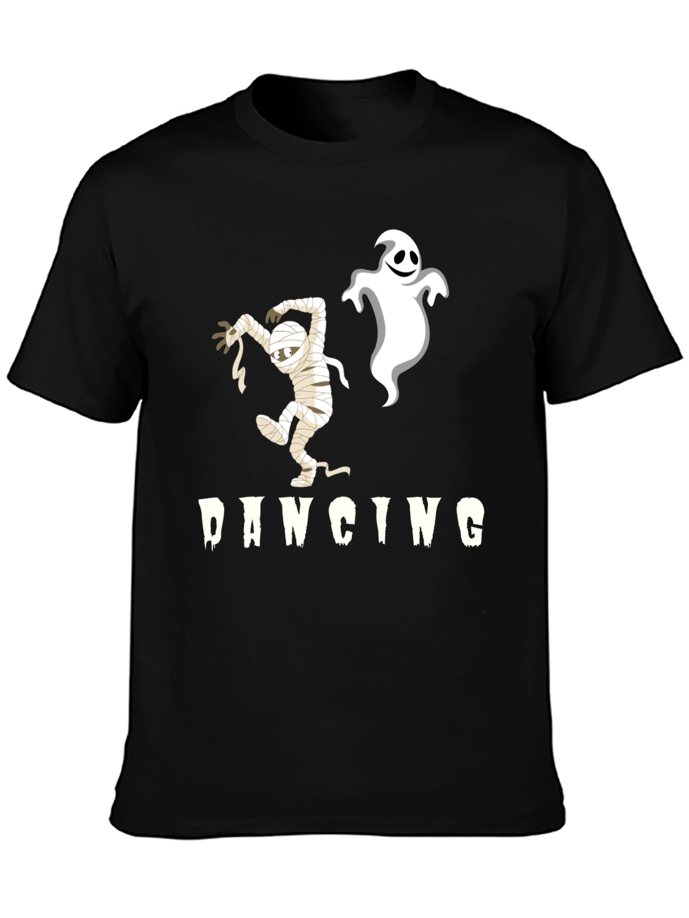 Black Dancing Mummy & Ghost Black T-Shirt view 3