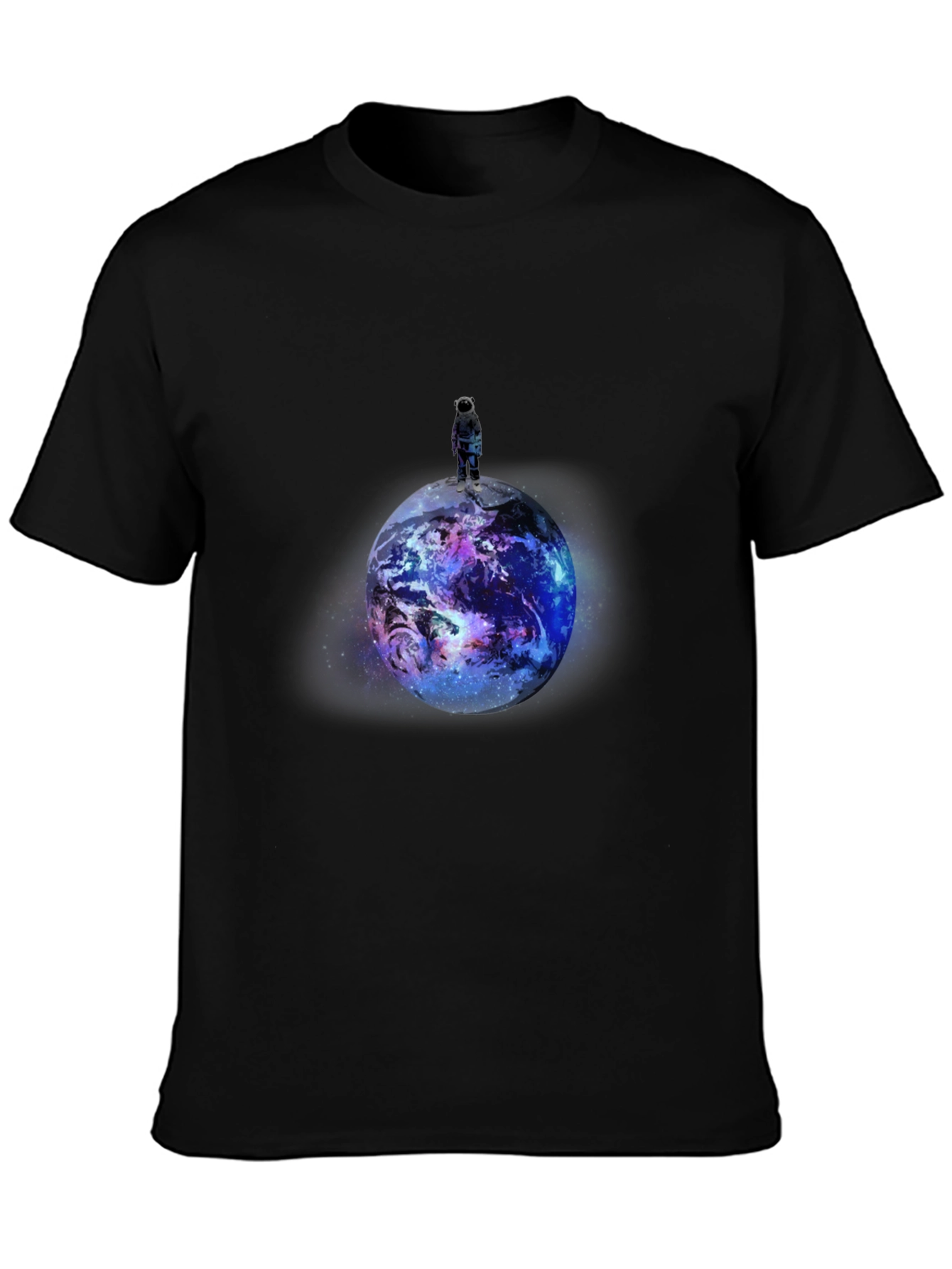 Black Astronaut Planet Graphic Print Black T-Shirt view 3
