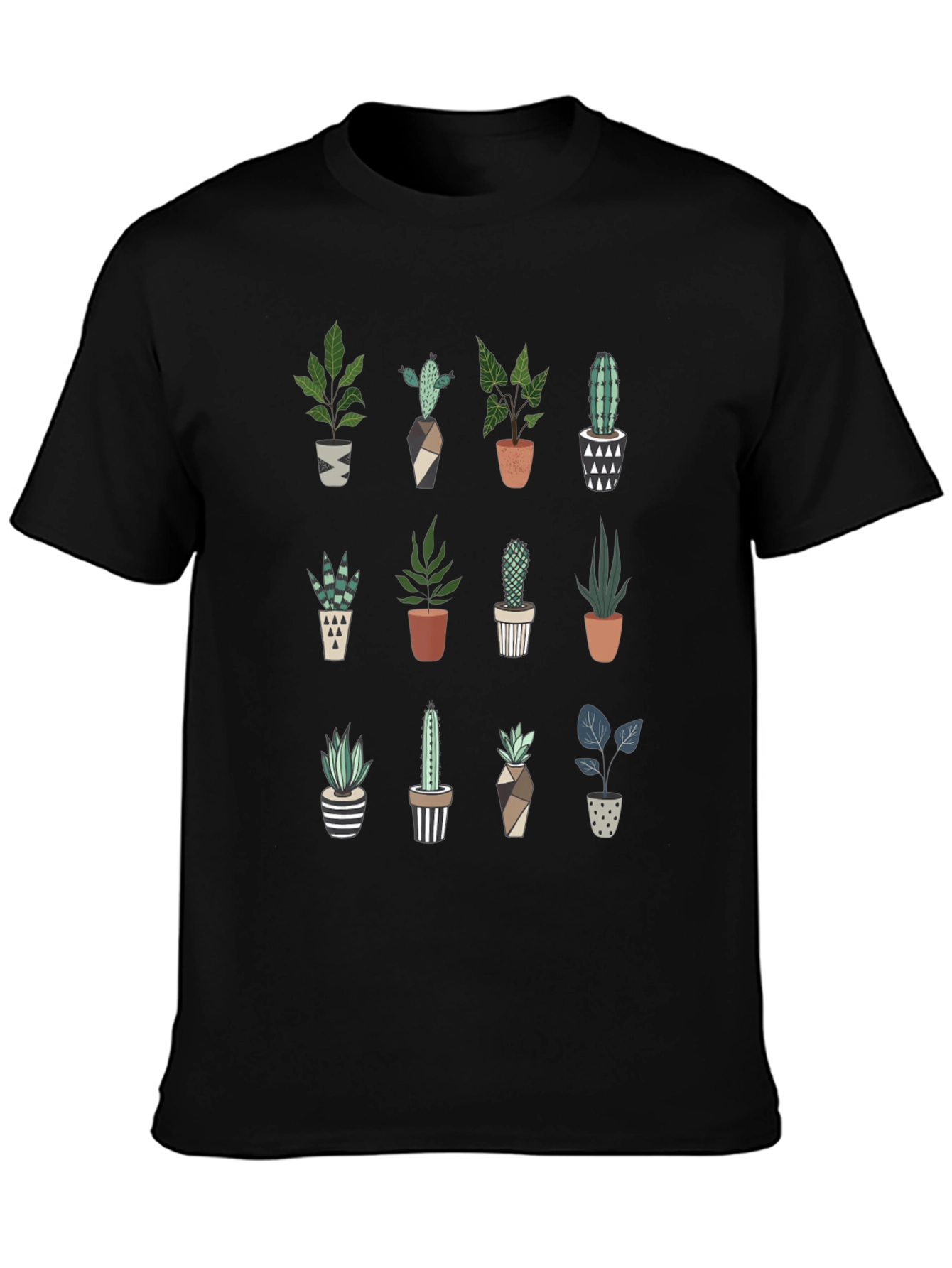 Black Plant Lover T-Shirt: Cute Cactus & Succulent Design view 3
