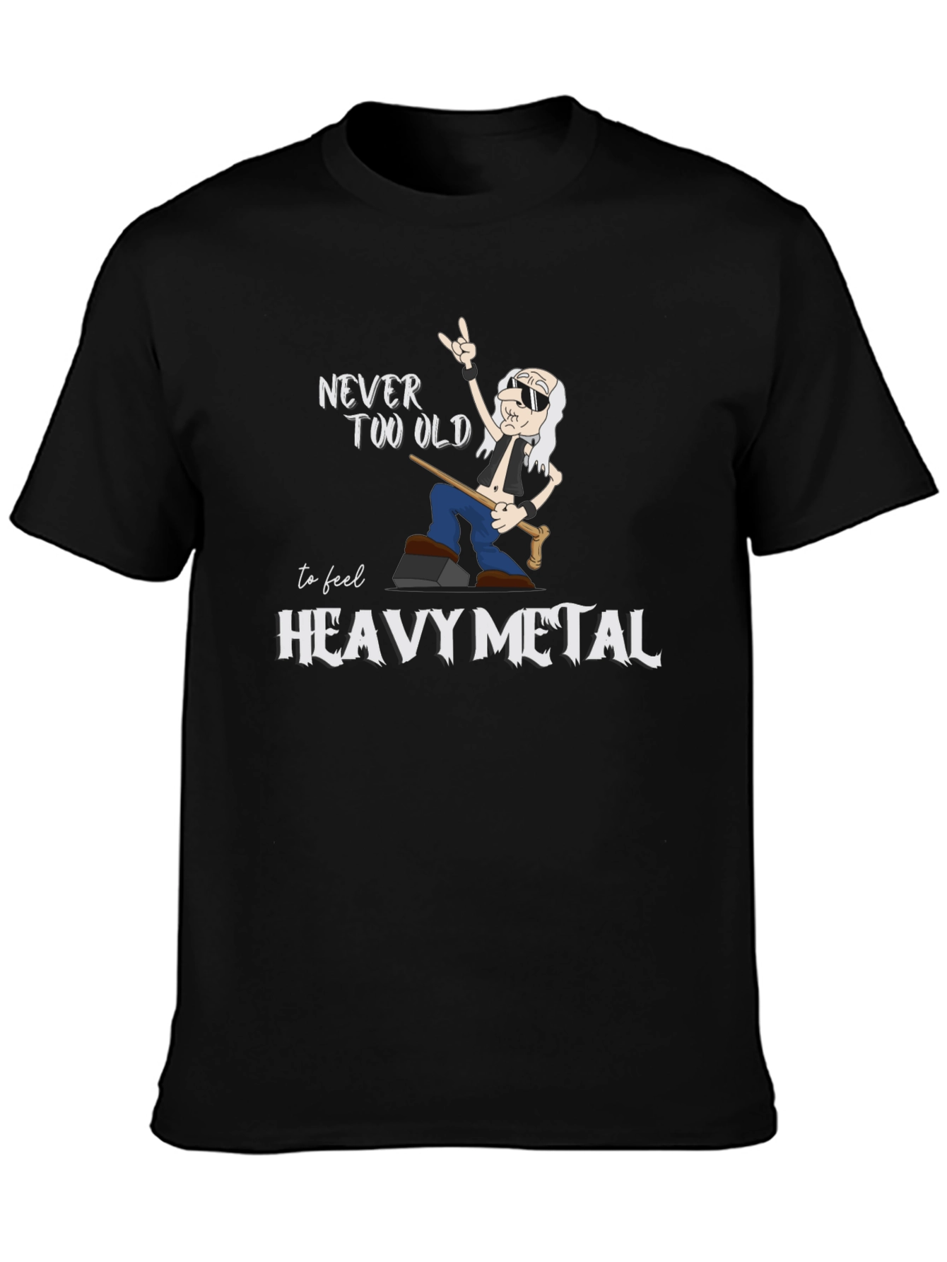 Black Never Too Old Heavy Metal T-Shirt view 3