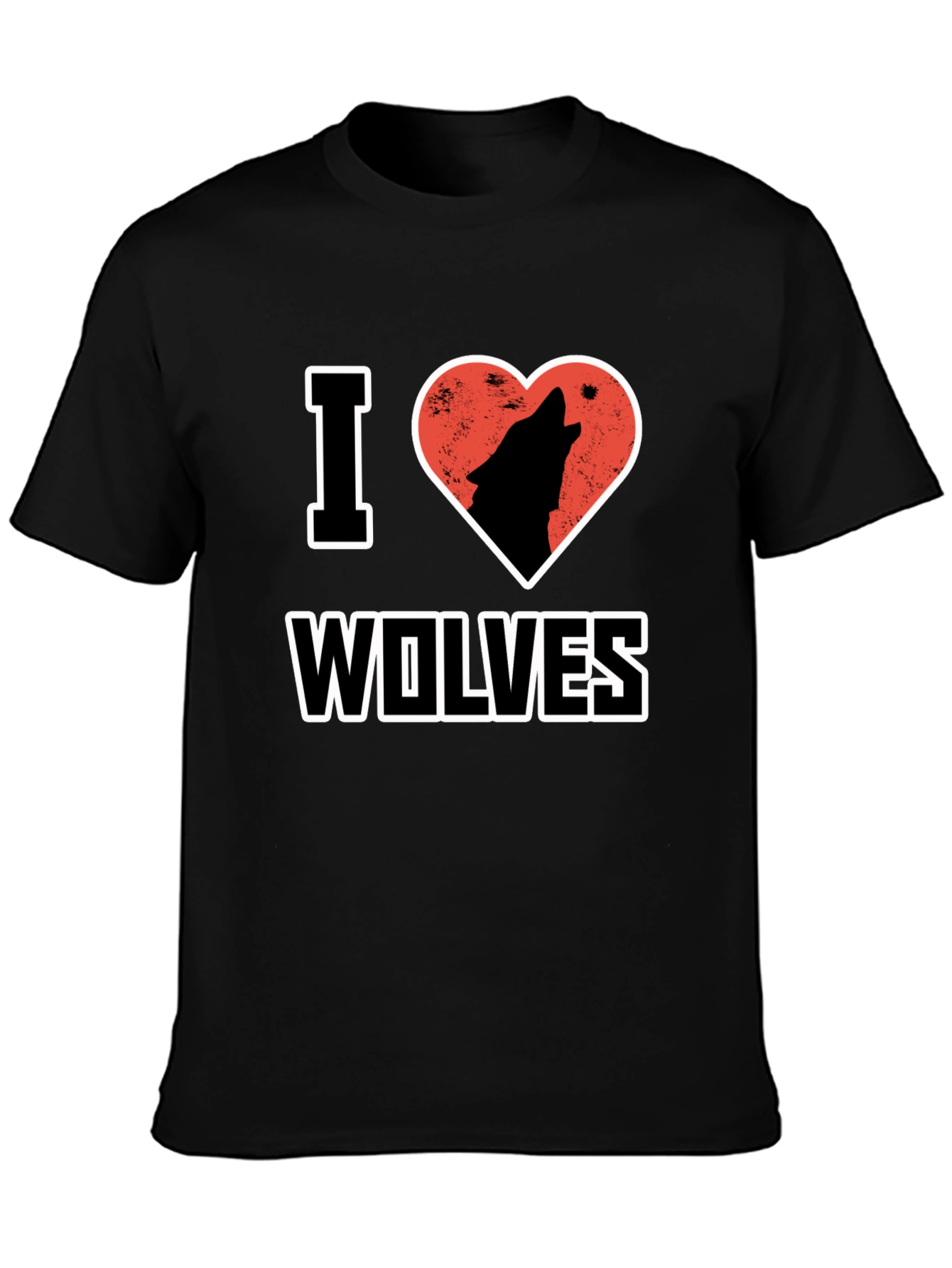 Black I Heart Wolves T-Shirt view 3