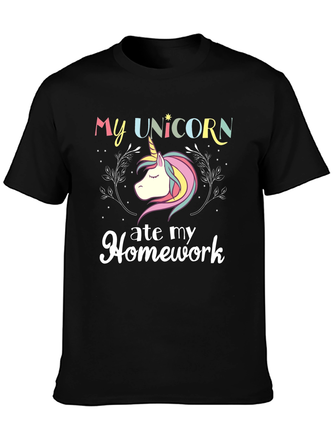 Black My Unicorn Ate My Homework T-Shirt view 3