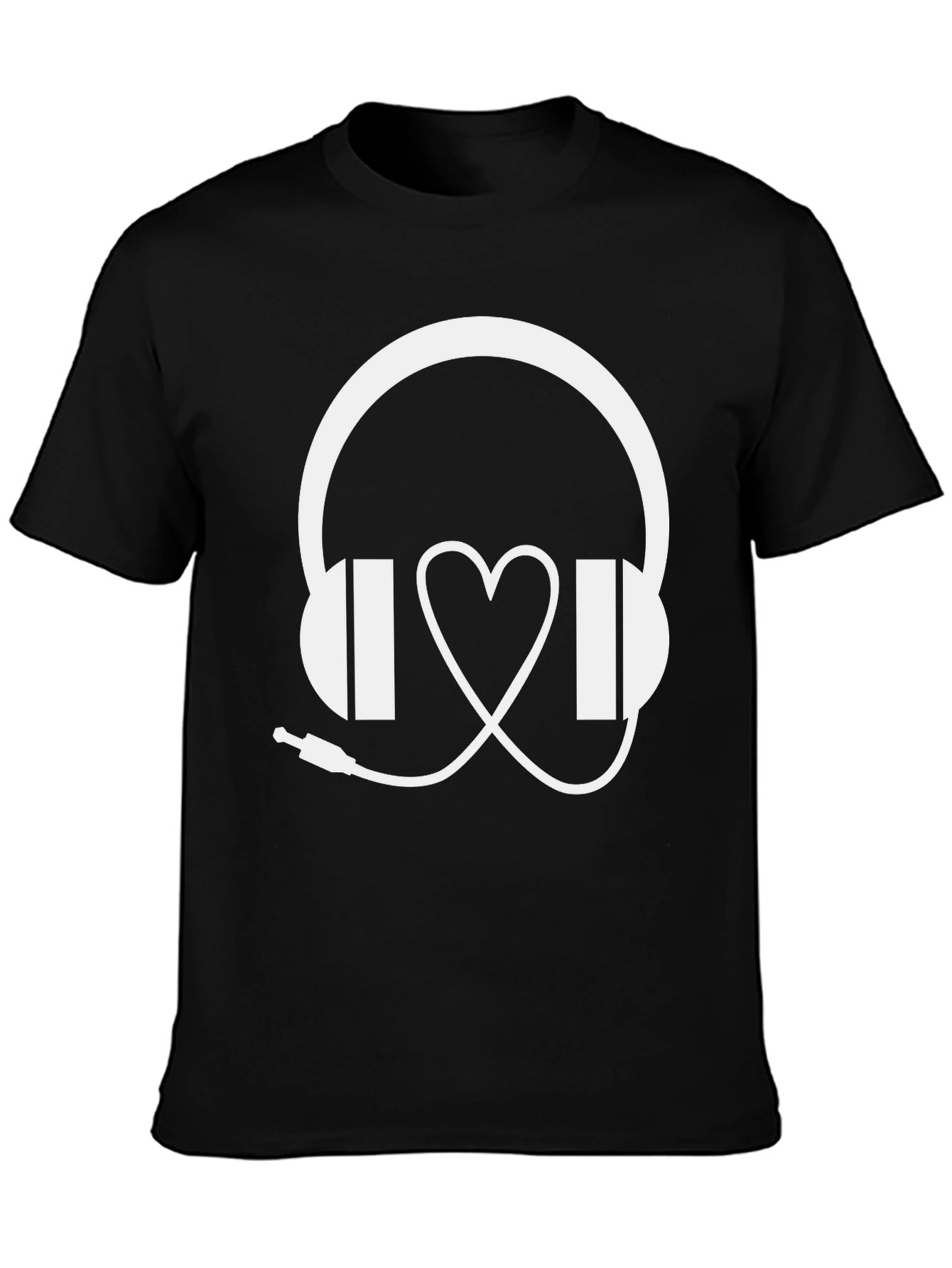 Black Music Lover T-Shirt: Headphones & Heartbeat Design view 3