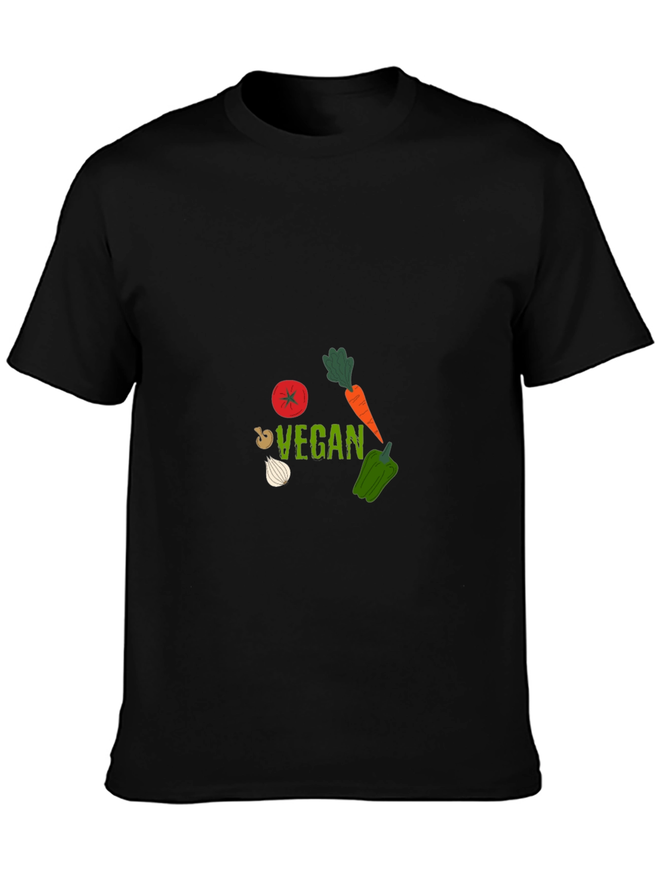 Black Vegan Graphic Tee - Black Cotton T-Shirt view 3