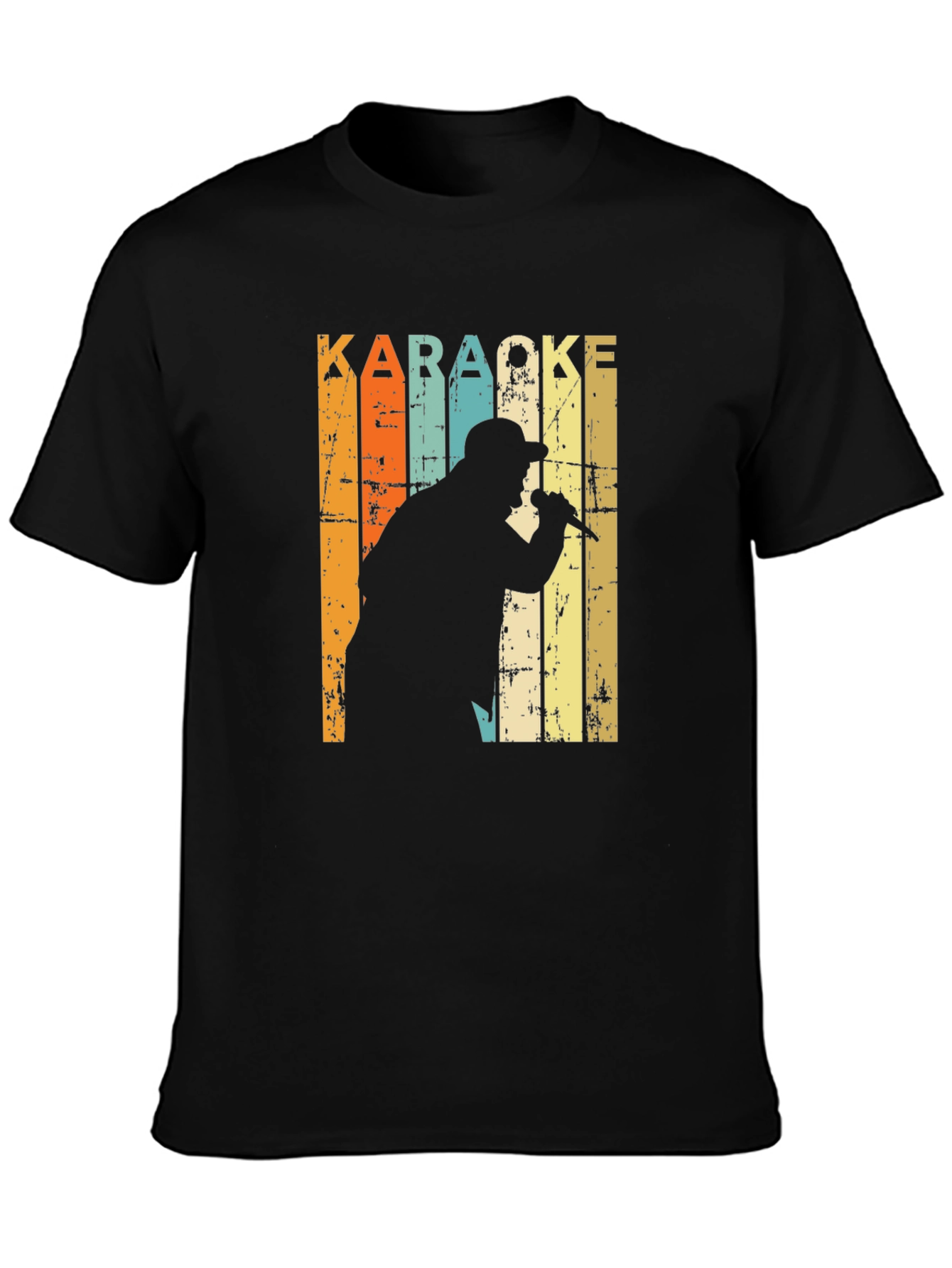Black Karaoke Singer Retro T-Shirt view 3