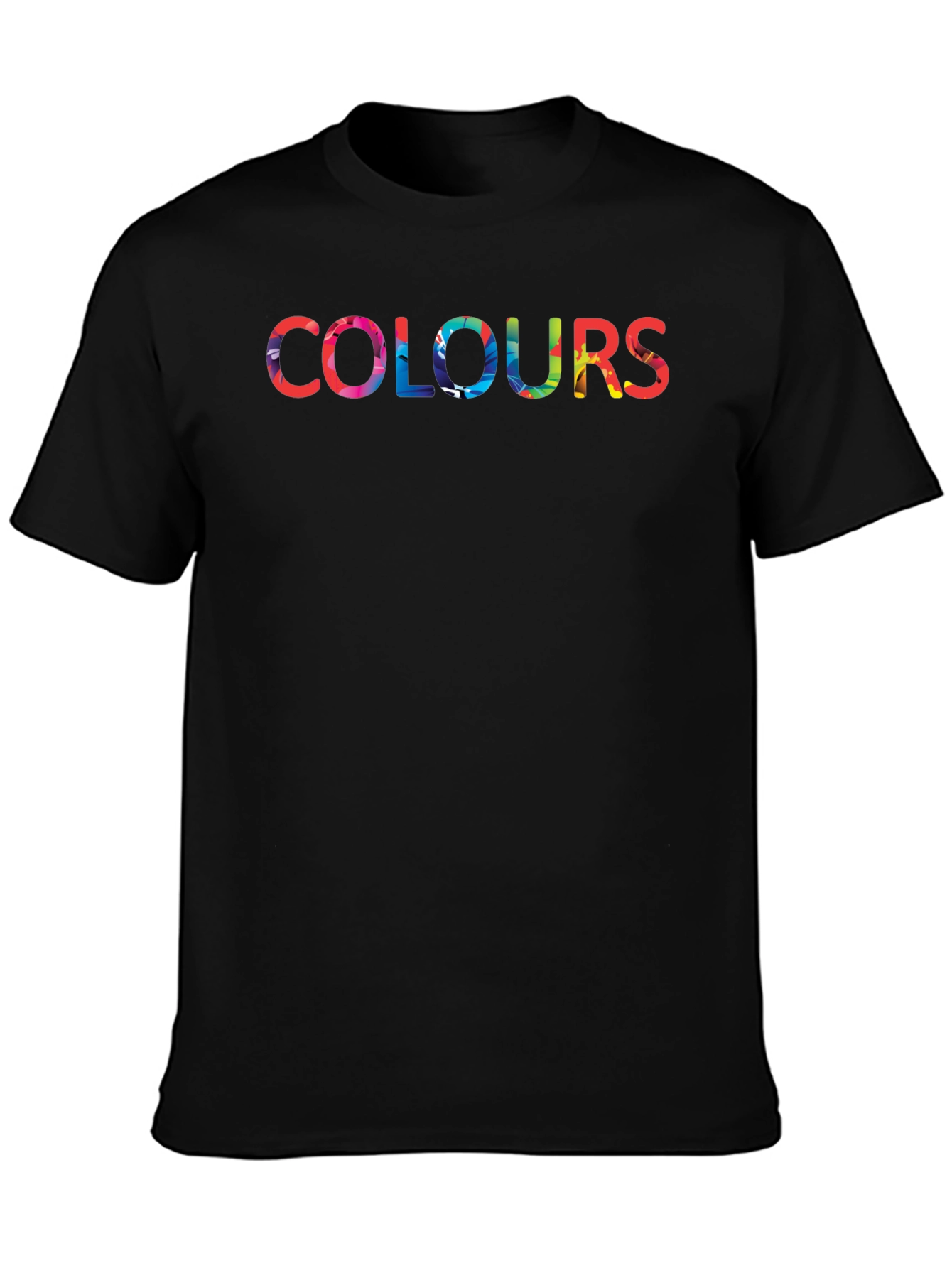Black Colorful Colours Graphic Black T-Shirt view 3