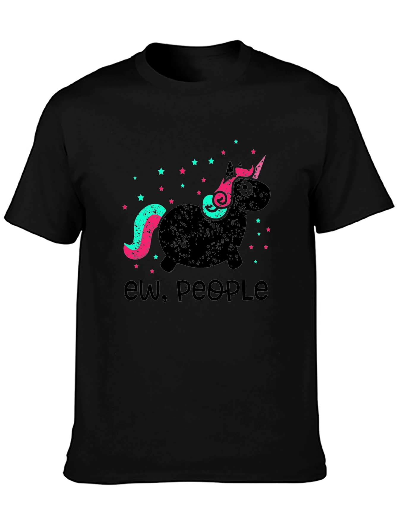Black Ew People Unicorn Graphic Tee - Soft Cotton Blend view 3