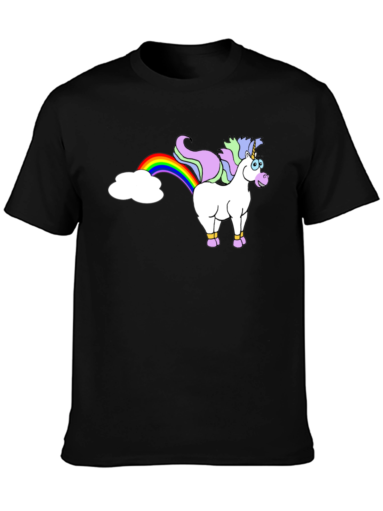 Black Unicorn Rainbow T-Shirt - Black Novelty Tee view 3