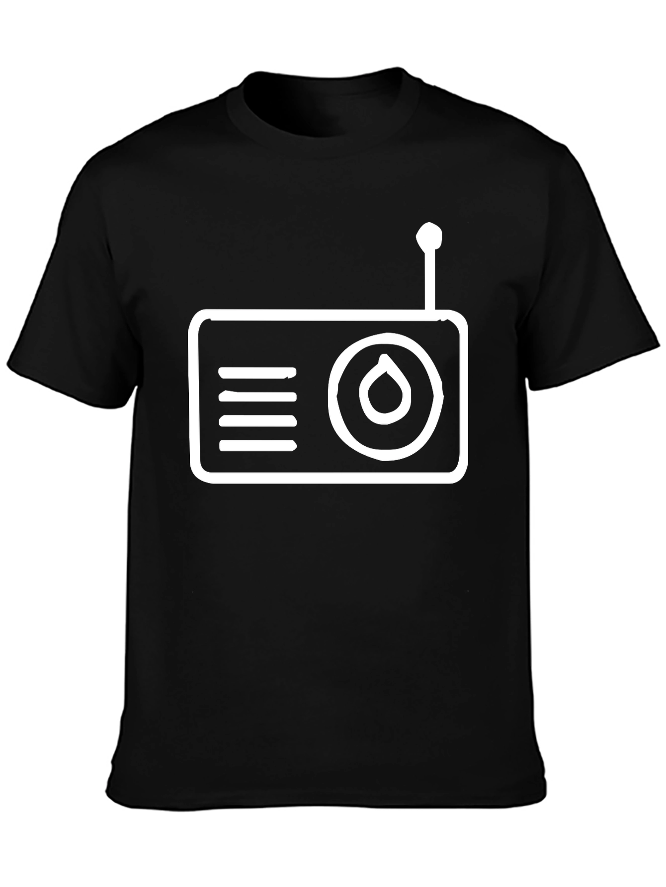 Black Retro Radio Graphic Tee - Black Cotton T-Shirt view 3