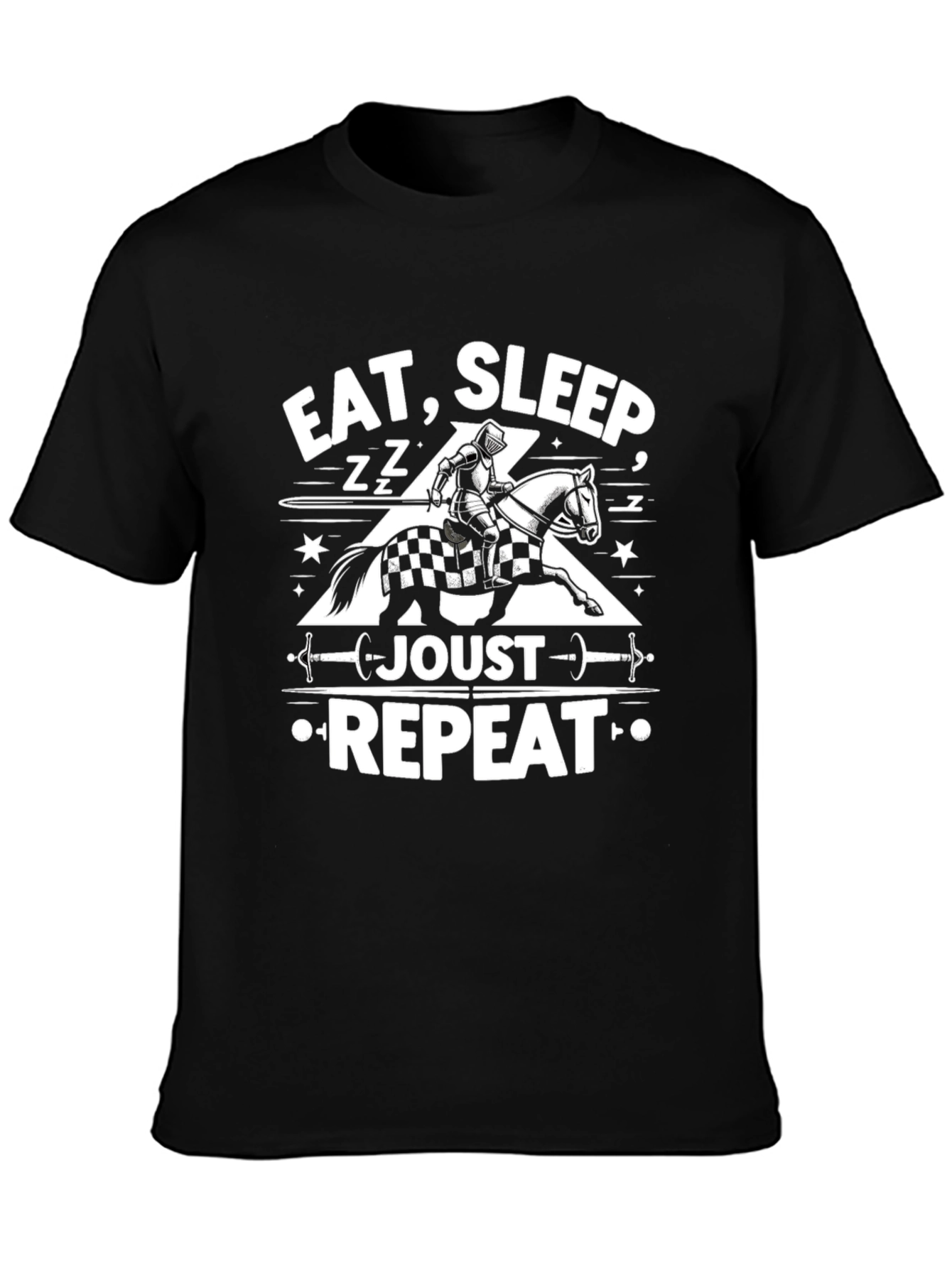 Black Eat Sleep Joust Repeat Black T-Shirt view 3