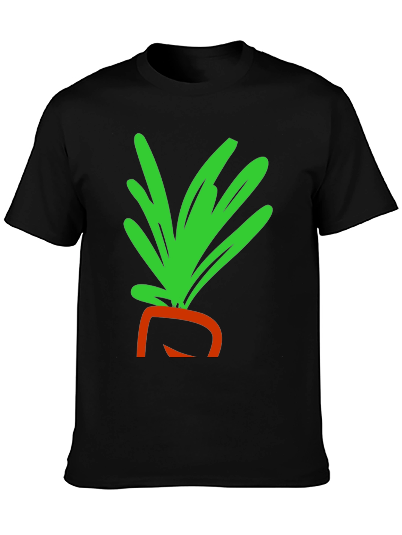 Black Whimsical Carrot Graphic Tee - Black Cotton T-Shirt view 3