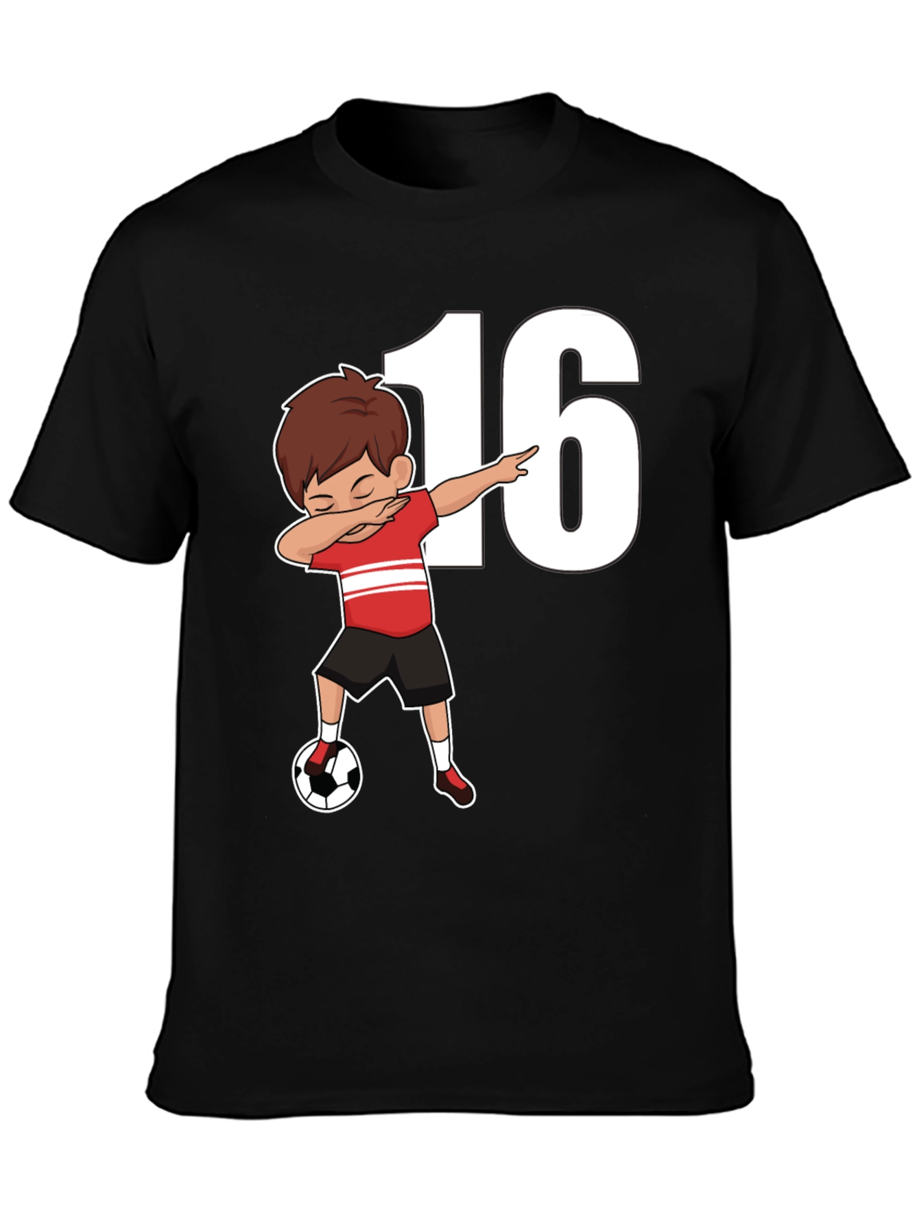 Black Soccer Boy 16th Birthday T-Shirt view 3