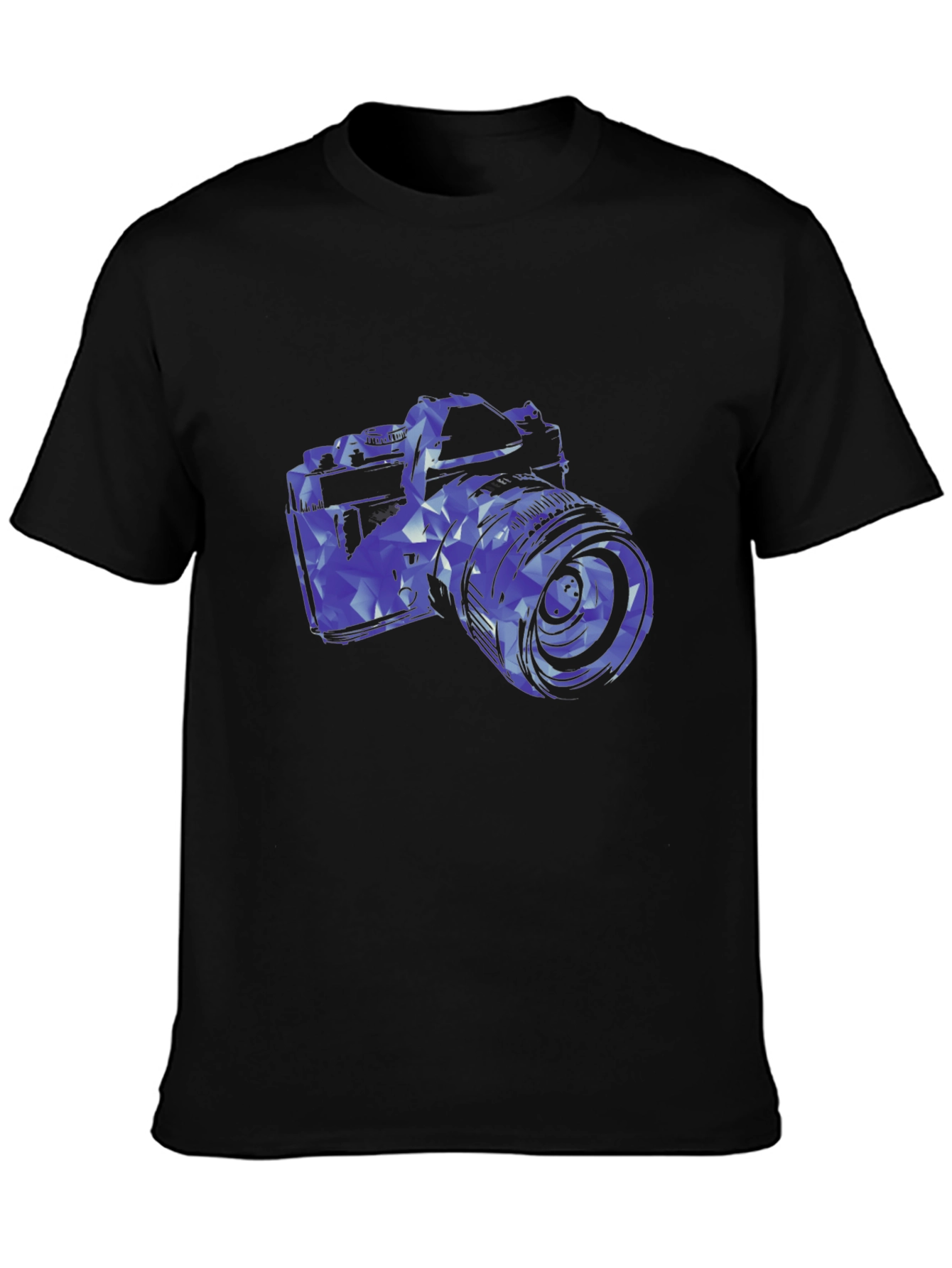Black Geometric Camera Graphic T-Shirt view 3