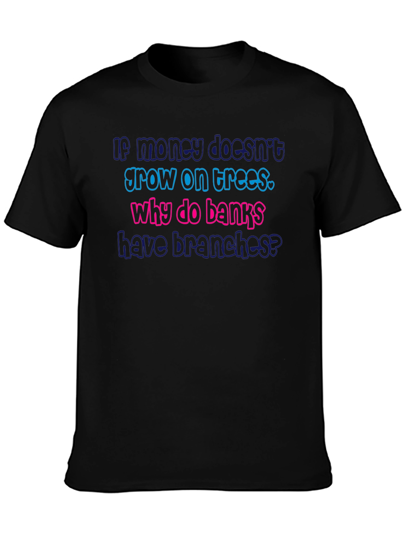 Black Funny Bank Branches Graphic T-Shirt view 3