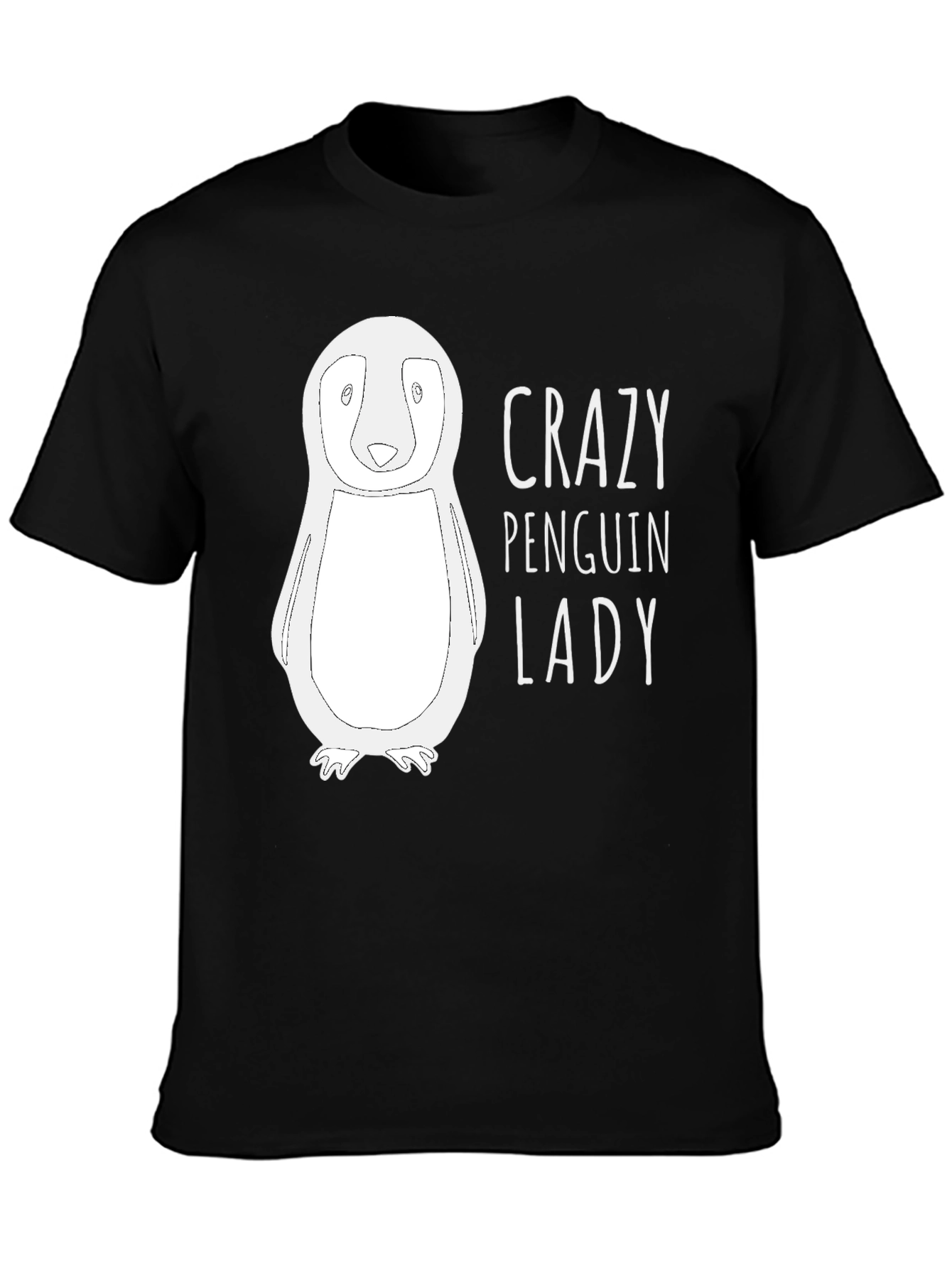 Black Crazy Penguin Lady T-Shirt - Funny Animal Lover Tee view 3
