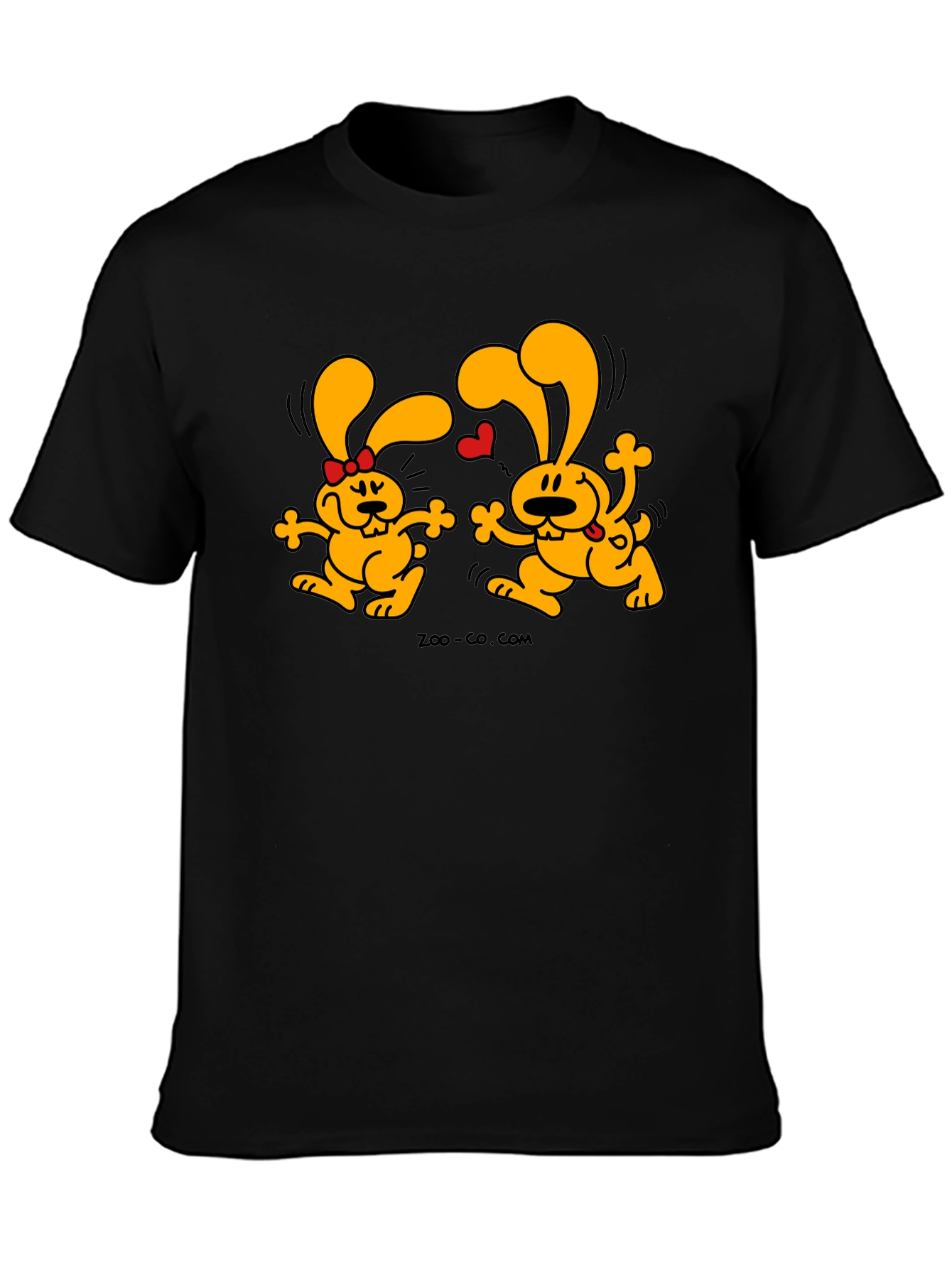 Black Cute Cartoon Couple T-Shirt view 3