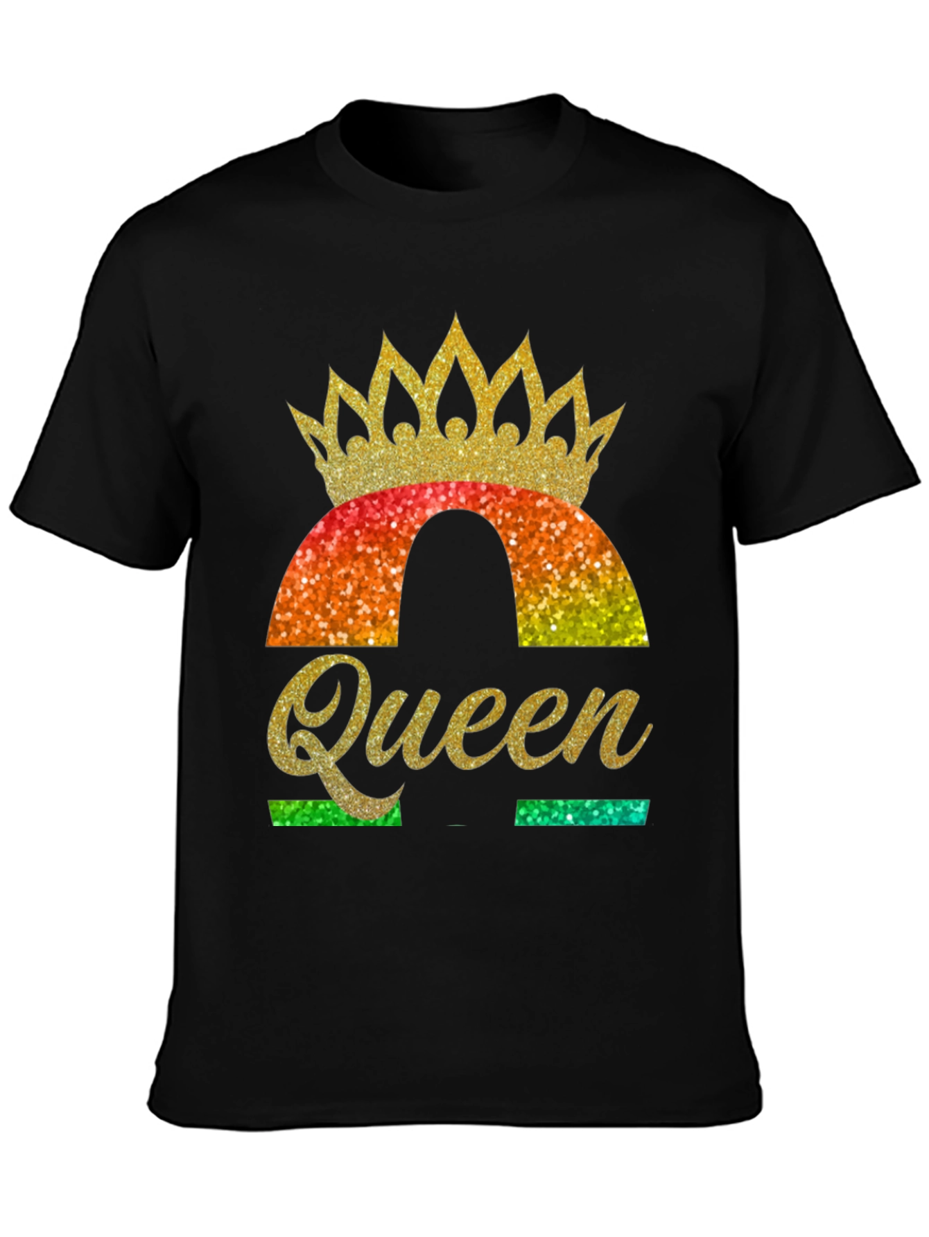 Black Queen Rainbow Glitter Graphic T-Shirt view 3