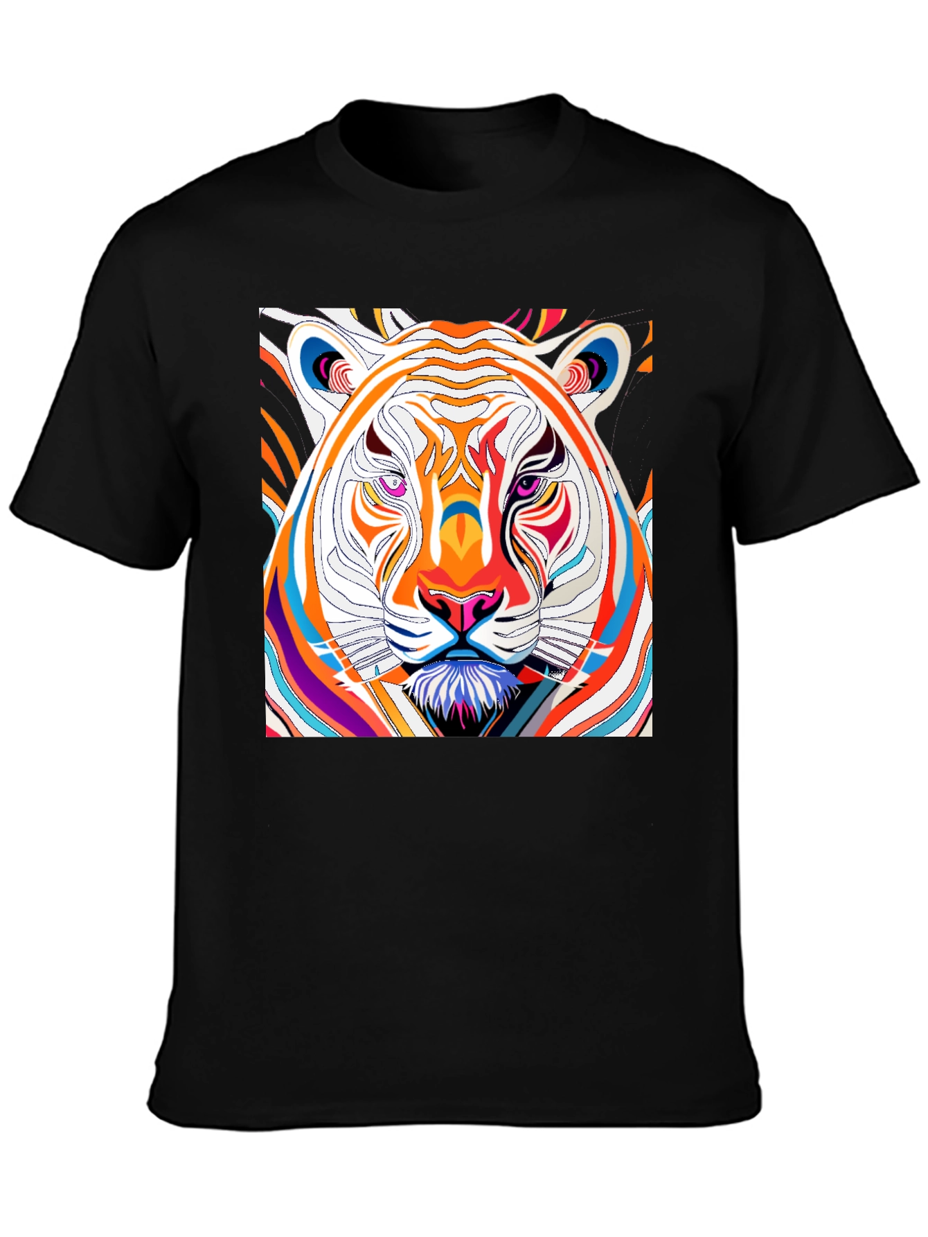 Black Vibrant Tiger Graphic Tee - Bold Artistic Design view 3