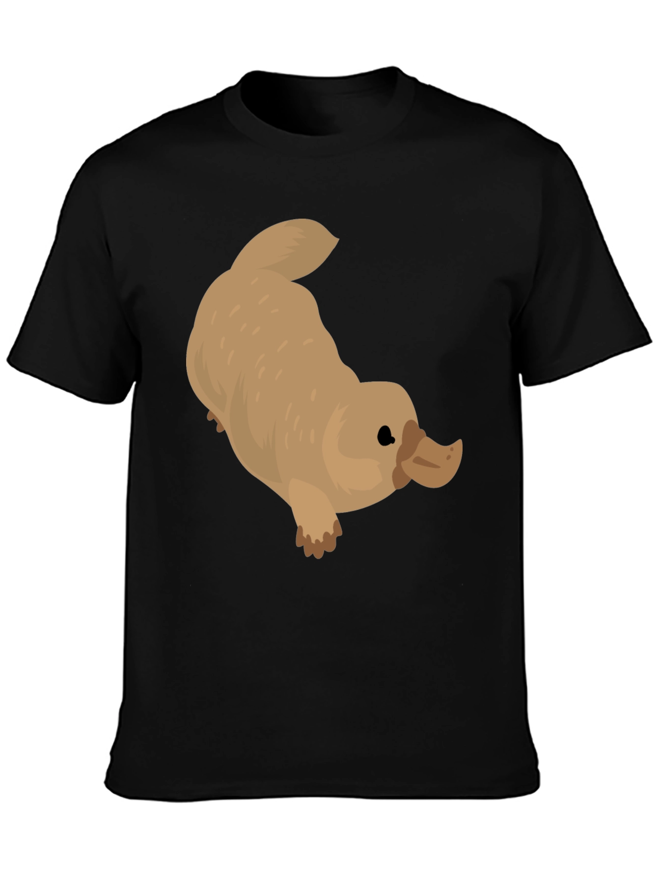 Black Cartoon Platypus Graphic Black T-Shirt view 3
