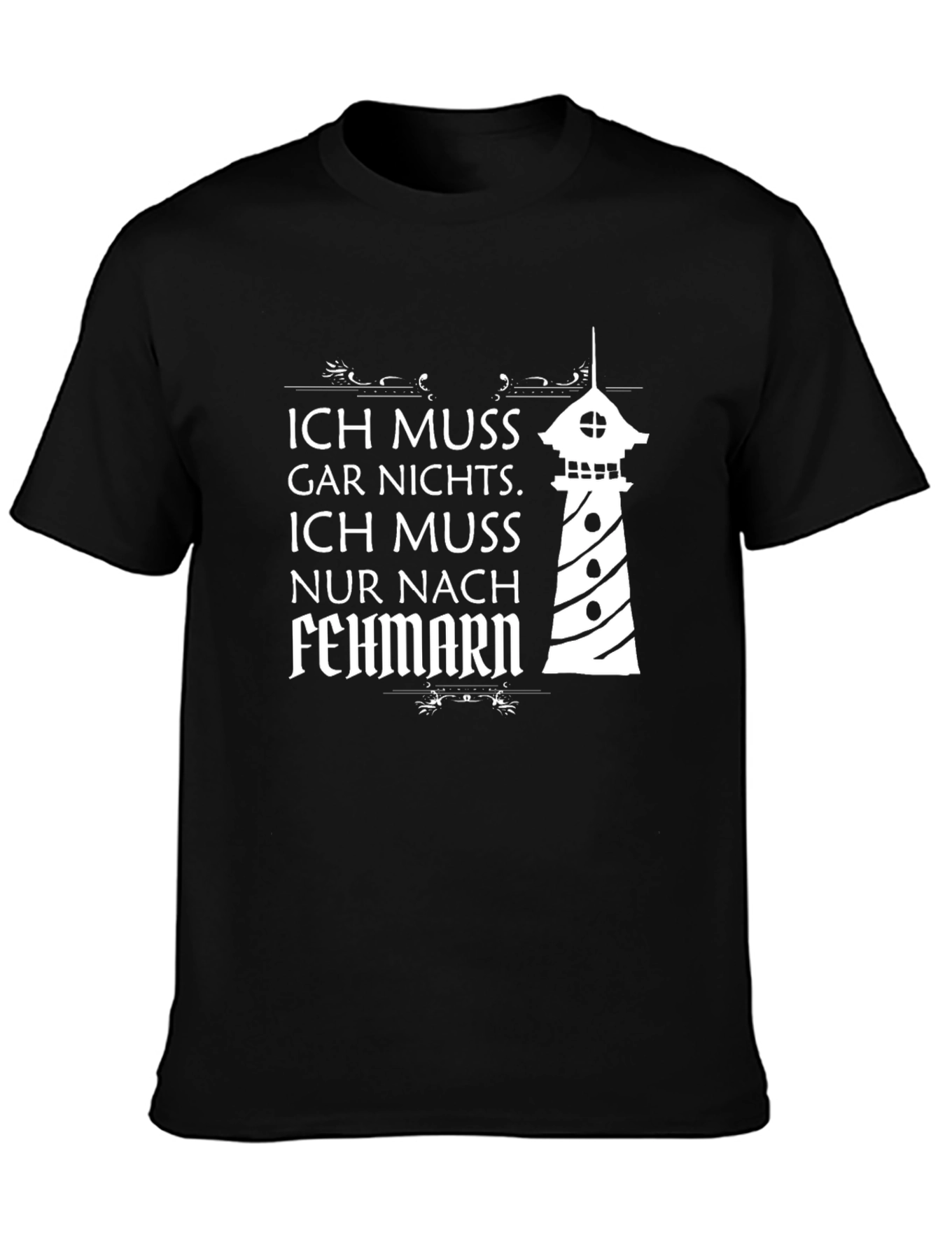 Black Ich Muss Nur Nach Fehmarn T-Shirt view 3