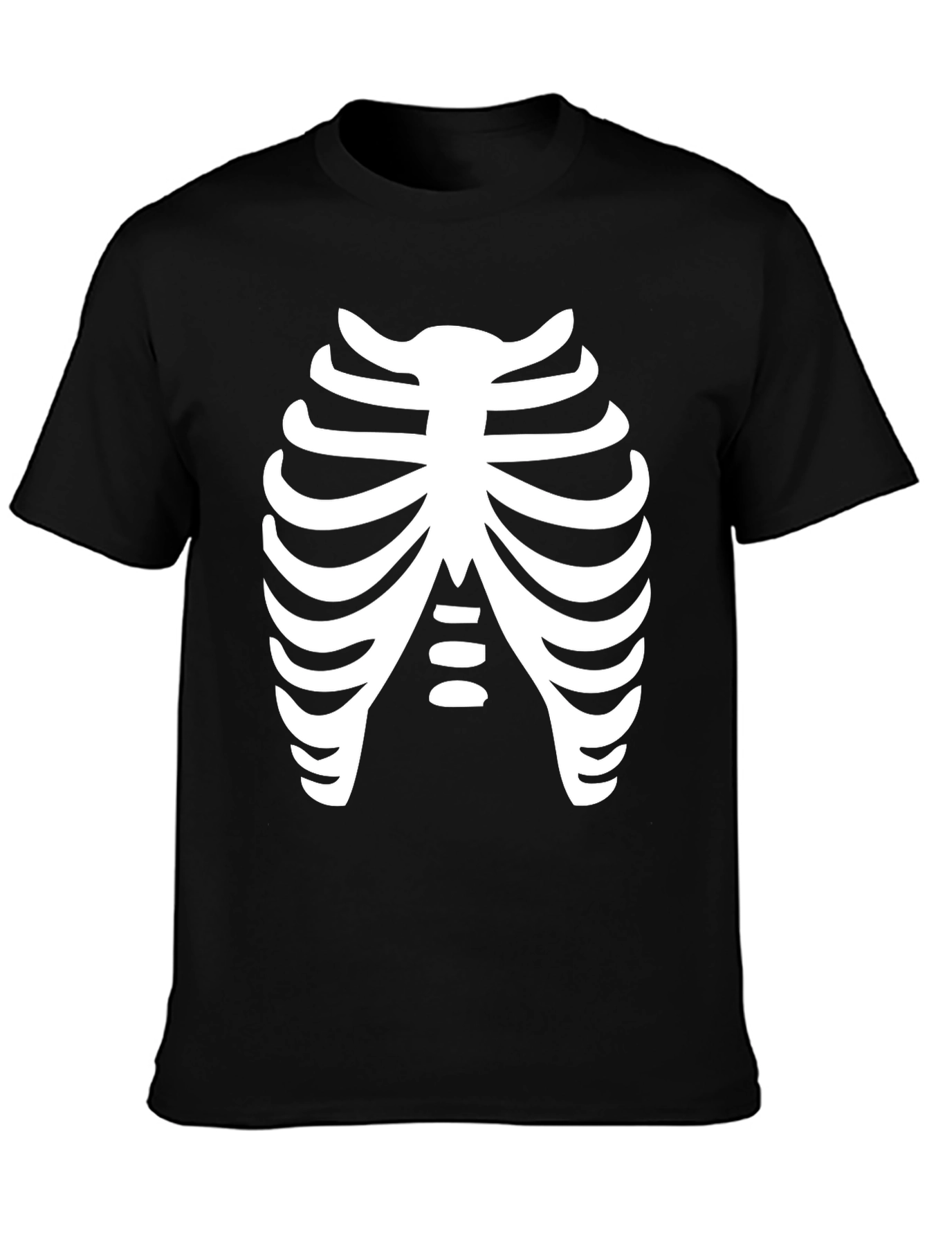Black Skeleton Rib Cage Black T-Shirt Costume view 3