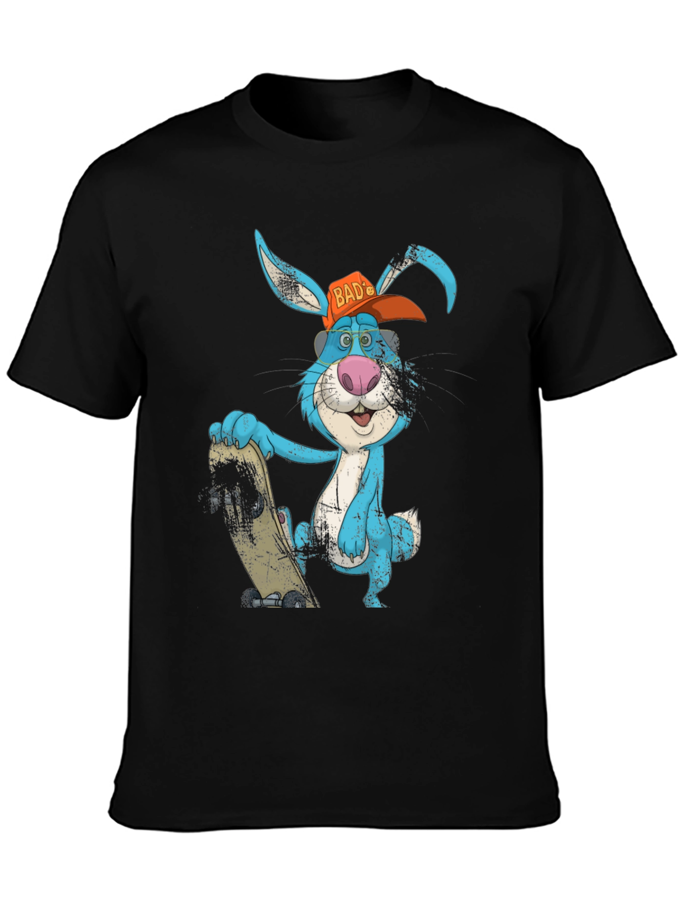 Black Skater Bunny Graphic Tee - Cool Cartoon Style view 3
