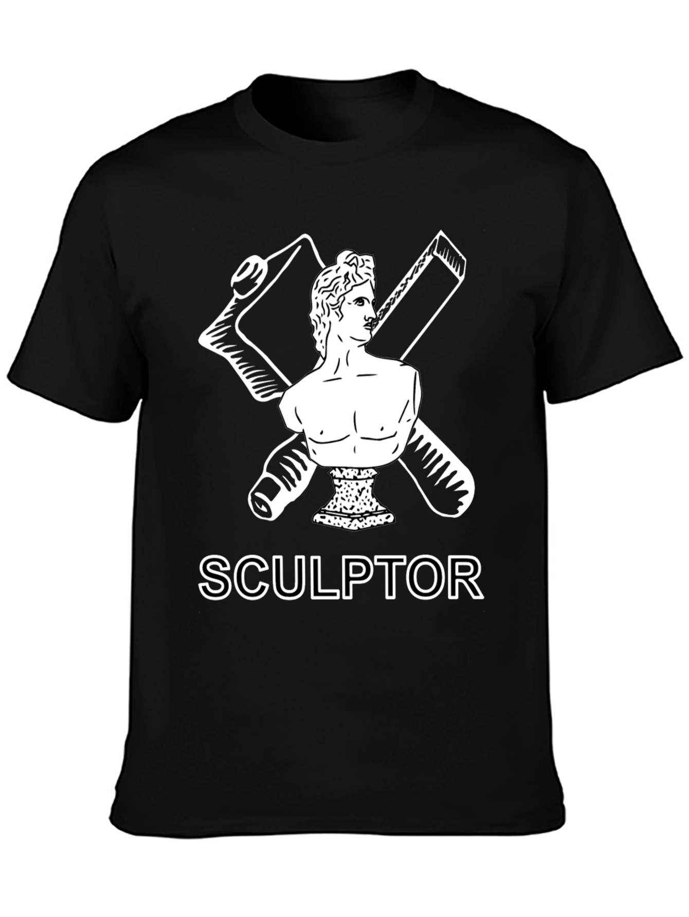 Black Sculptor Graphic Tee - Artistic Black T-Shirt view 3