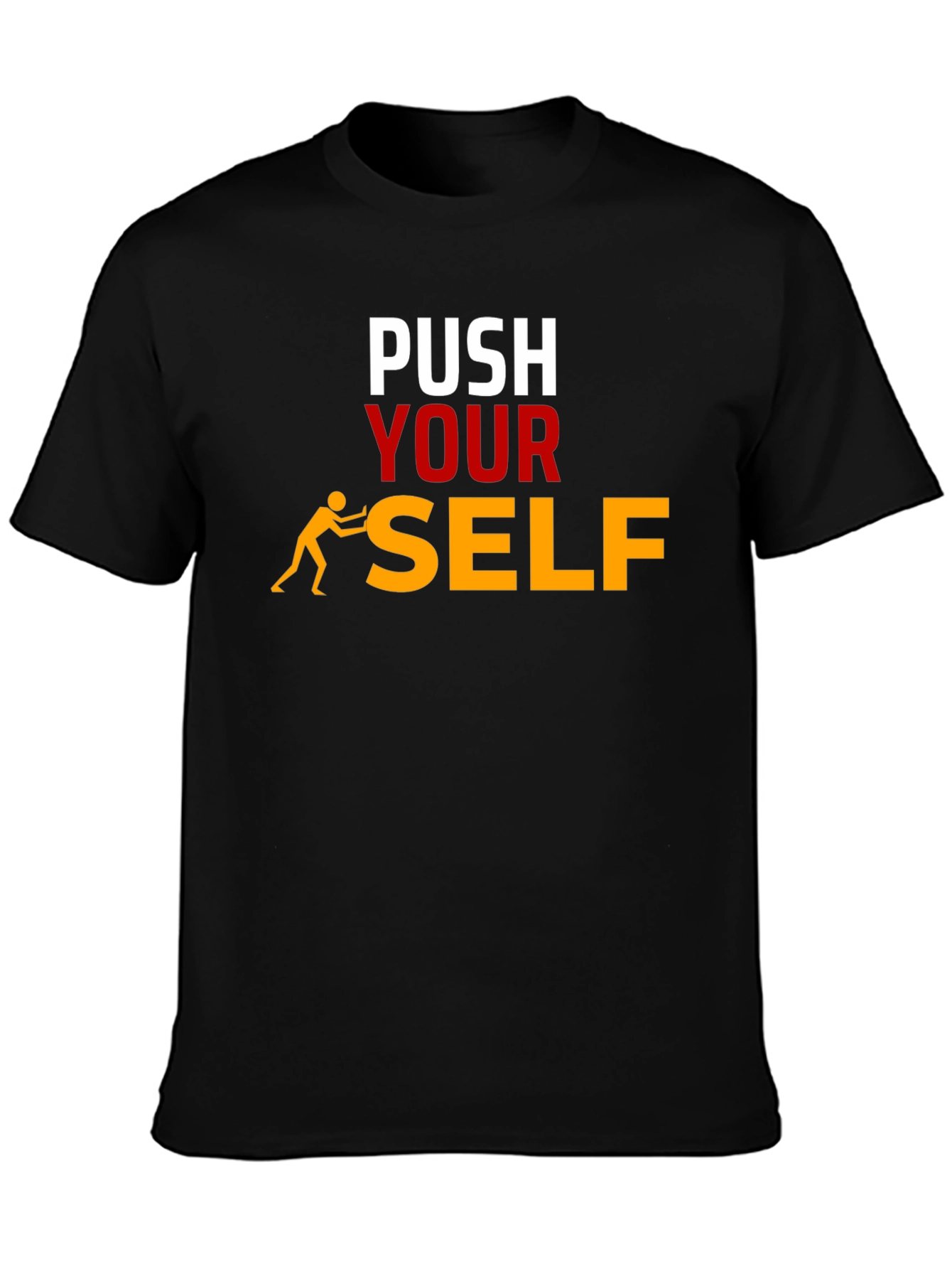 Black Push Yourself Graphic T-Shirt - Motivational Tee view 3