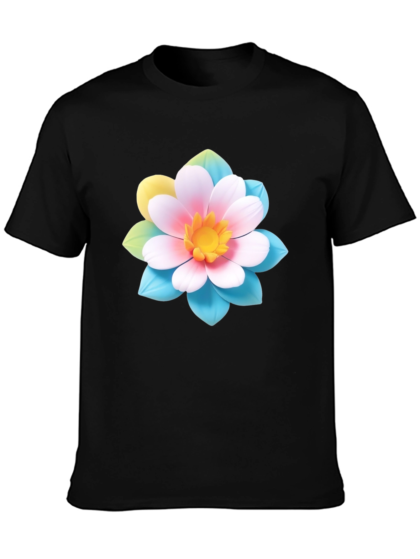 Black Floral Graphic Tee - Black Cotton Blend T-Shirt view 3