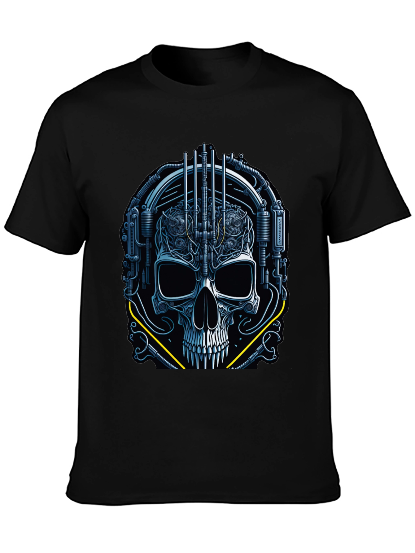 Black Cyberpunk Skull Graphic Tee - Dark Future Style view 3