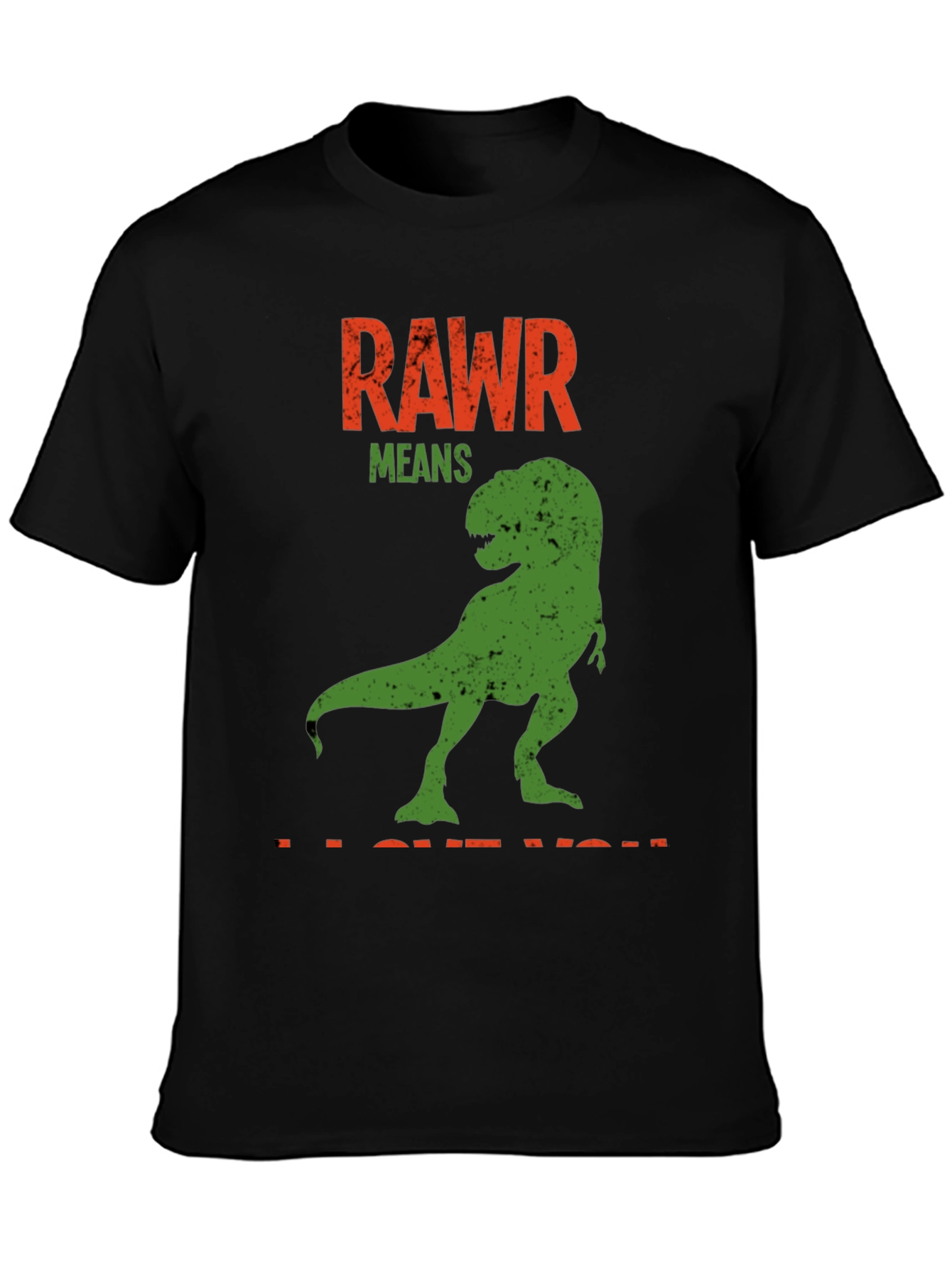 Black Rawr Means I Love You Dinosaur T-Shirt view 3