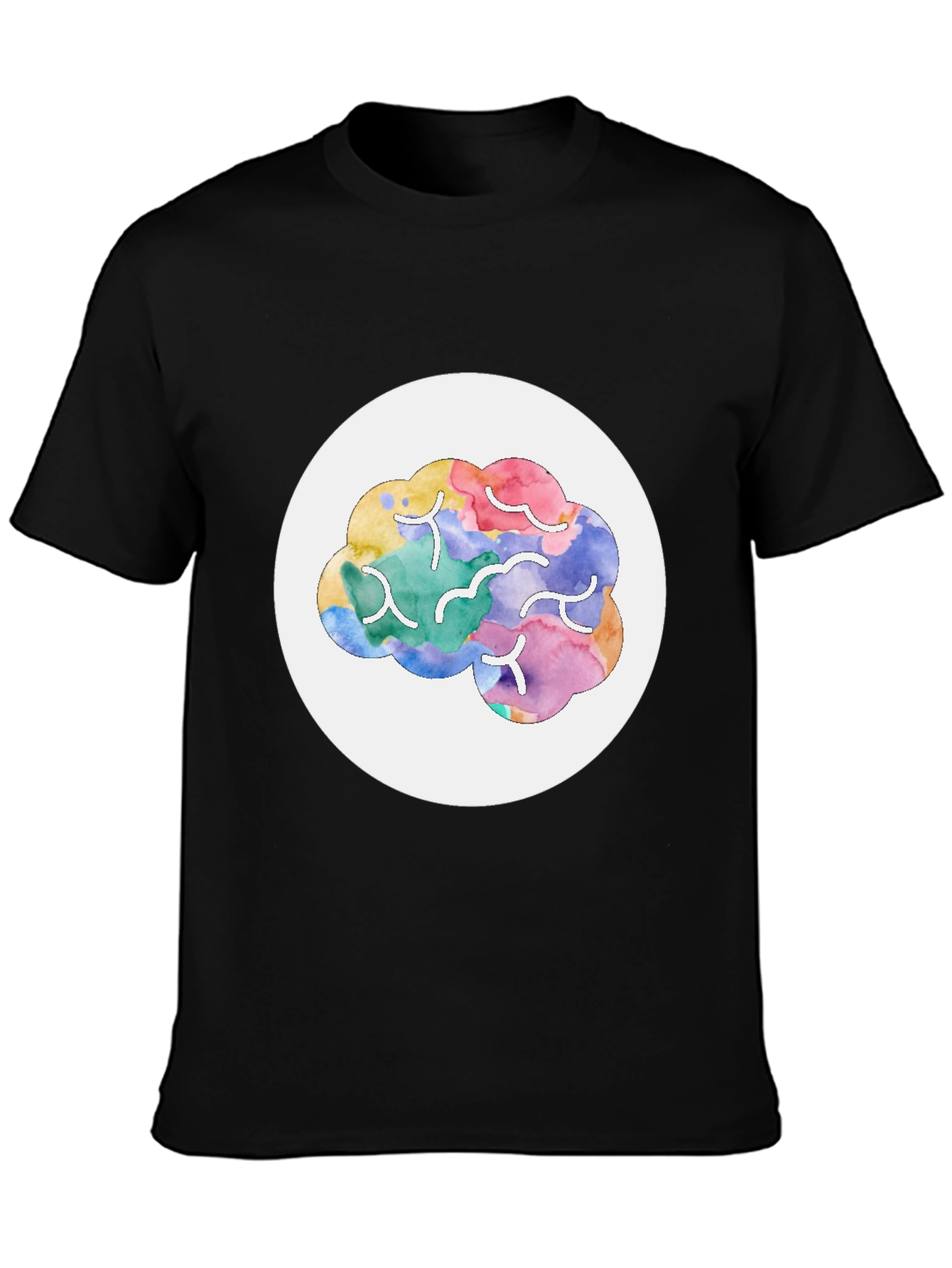 Black Brain Graphic Print Crew Neck T-Shirt view 3