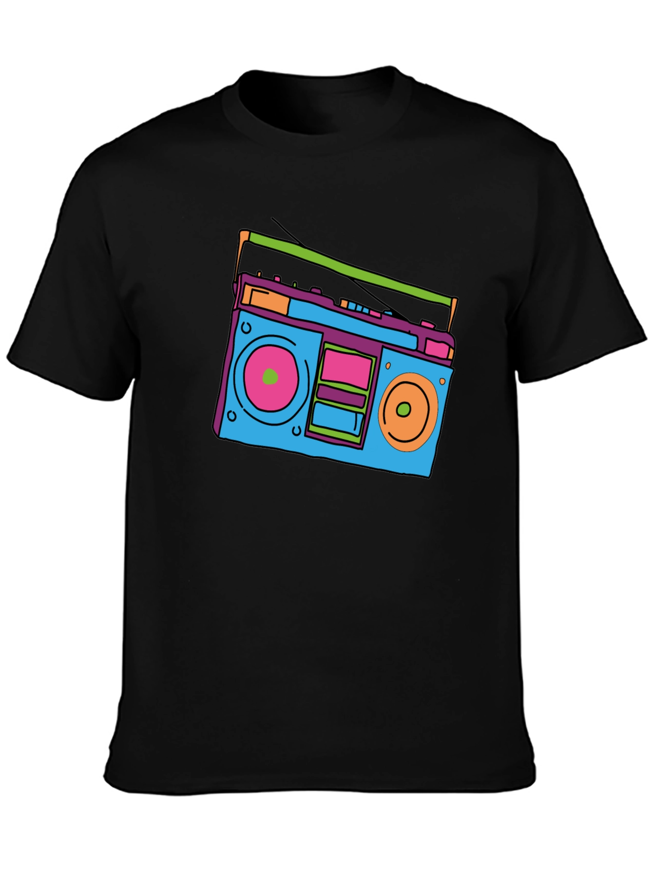Black Retro Boombox Graphic Tee - Classic 80s Style view 3