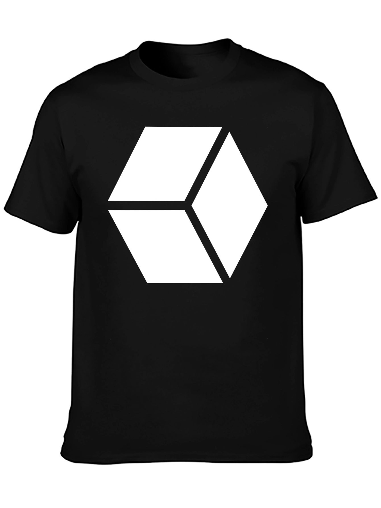 Black Abstract Cube Graphic Tee - Modern Black T-Shirt view 3