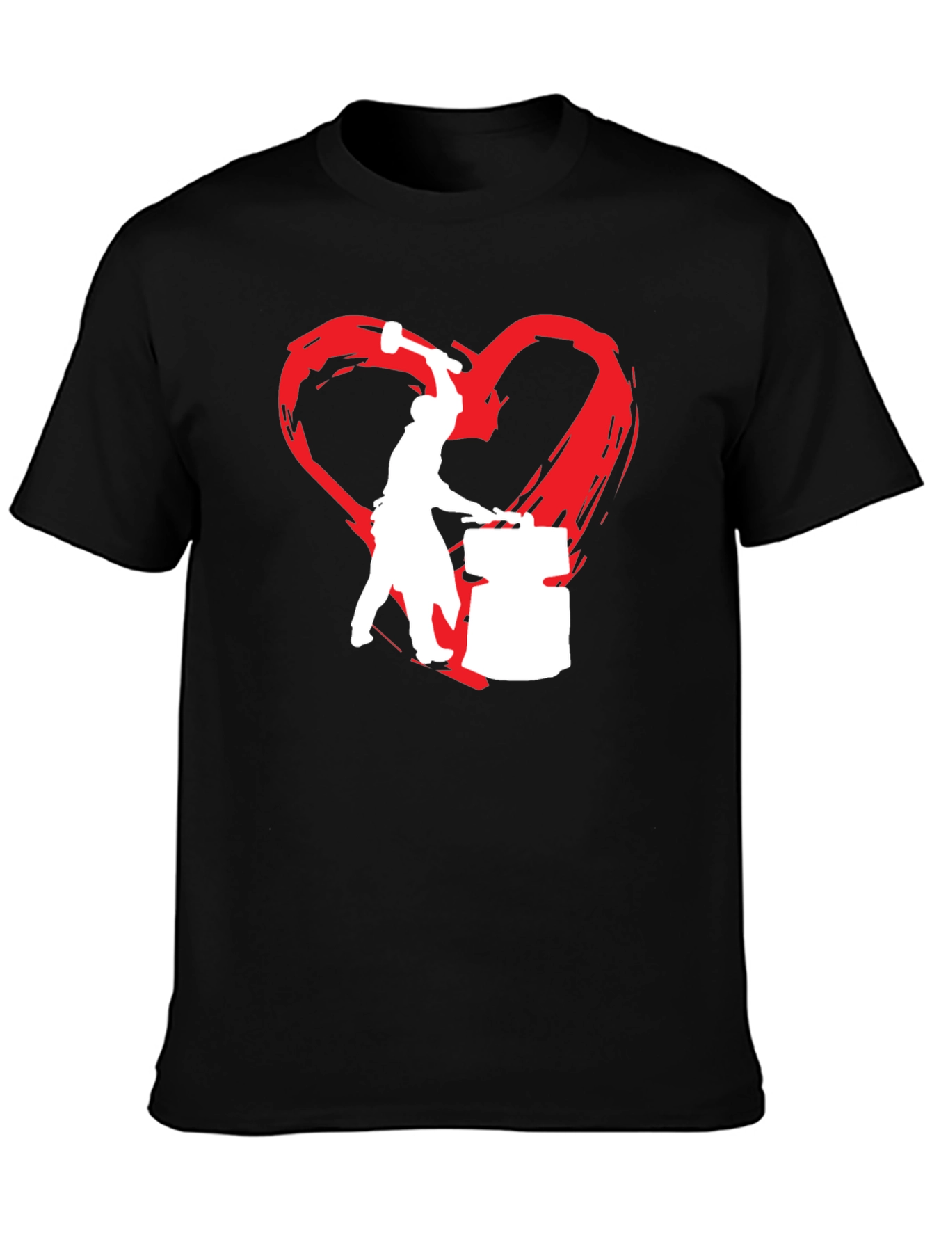 Black Blacksmith Love T-Shirt - Forging Hearts view 3