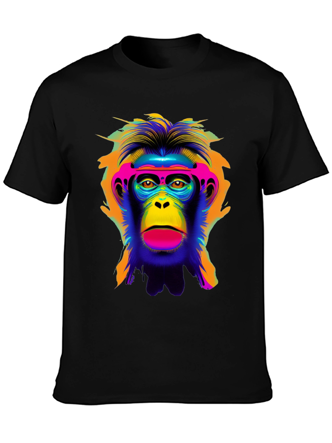 Black Vibrant Monkey Graphic Tee - Bold Statement Shirt view 3