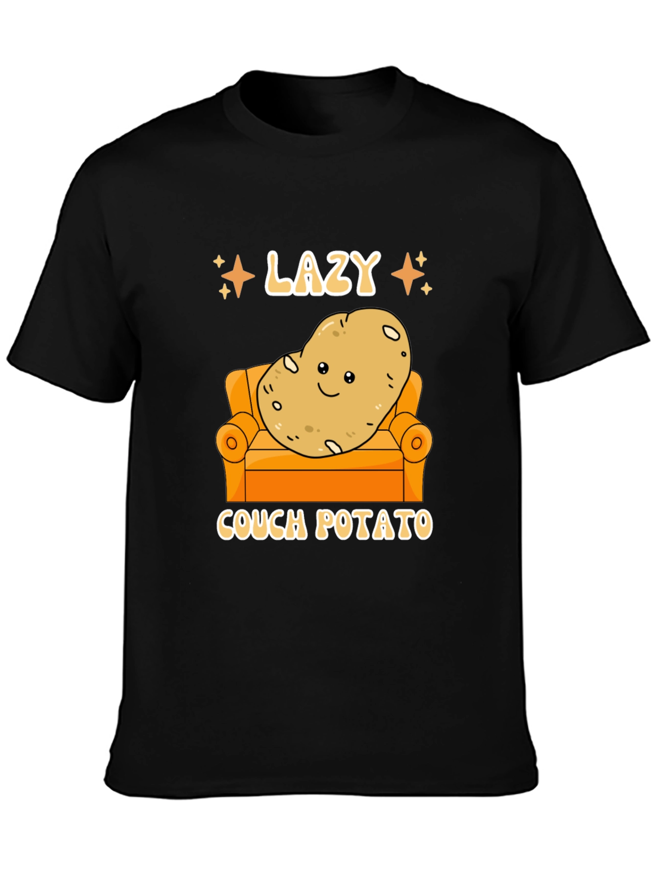 Black Lazy Couch Potato Graphic T-Shirt Funny Design view 3