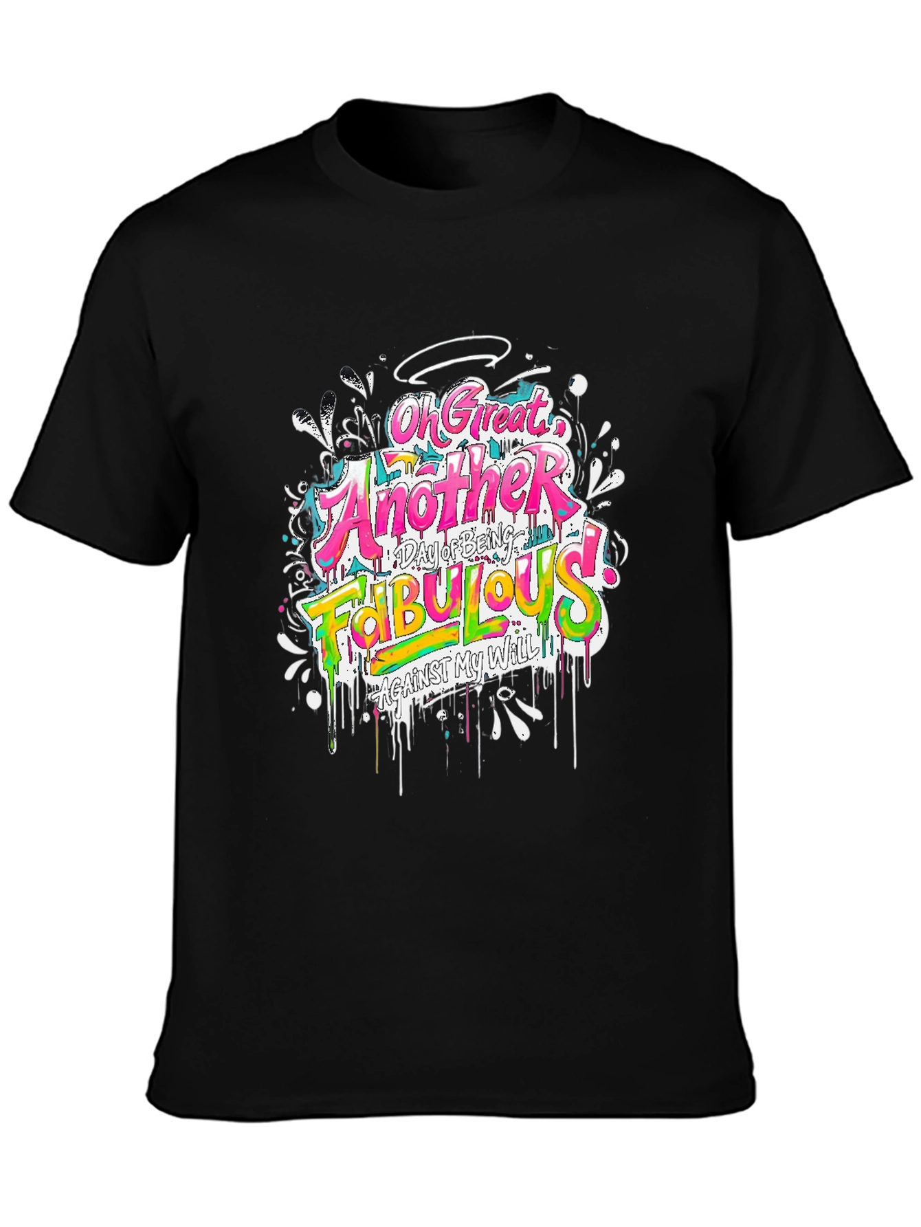 Black Funny Fabulous Graphic Tee - Unisex Casual Black T-Shirt view 3