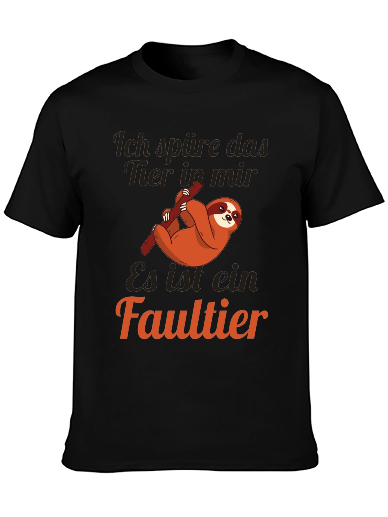 Black Funny Sloth T-Shirt - "Ich spüre das Tier in mir" view 3