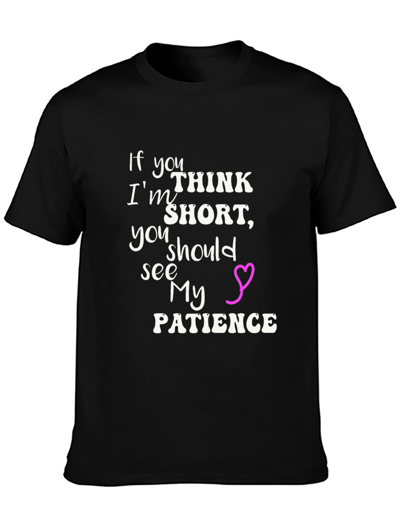 Black Humorous "Short Patience" Graphic Tee view 3