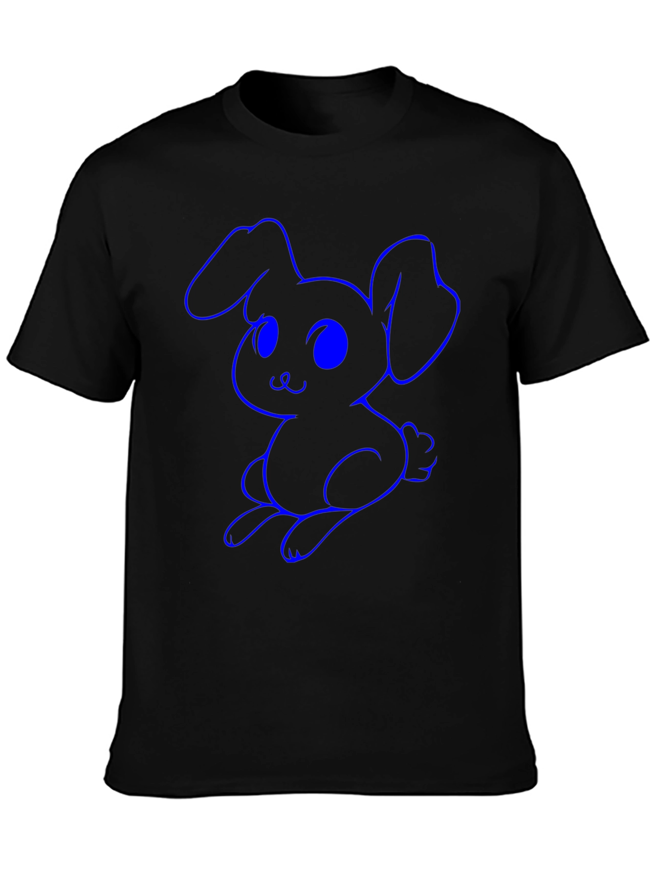 Black Cute Bunny Graphic Tee - Black Cotton Shirt view 3